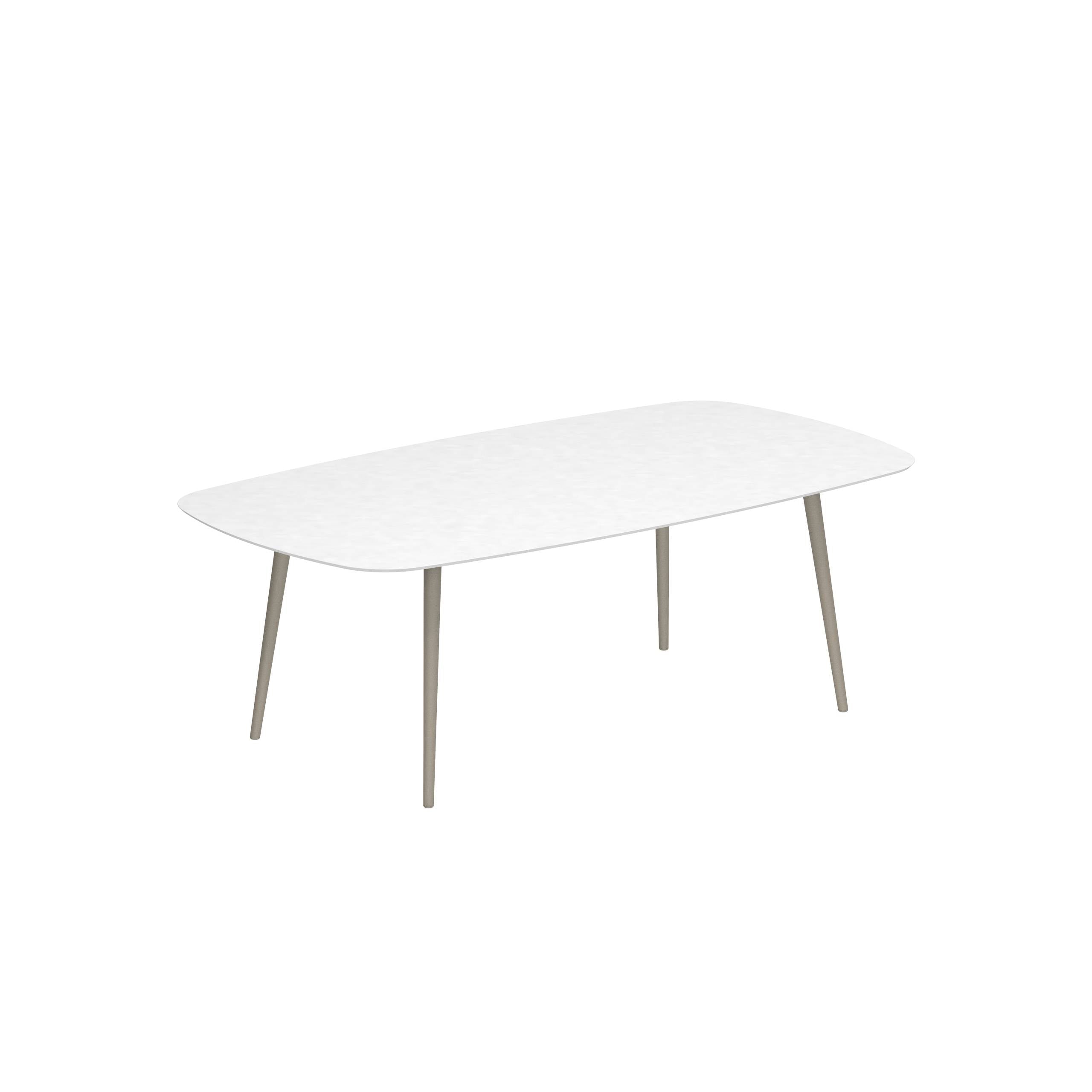 Styletto Standard Dining Table 220x120cm Alu Legs Sand Ceramic Tabletop White