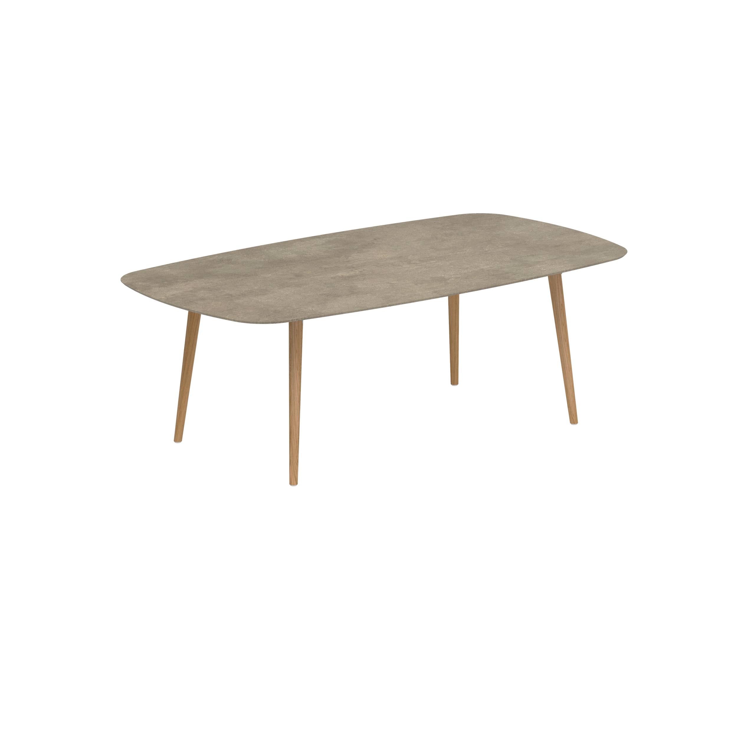 Styletto Standard Dining Table 220x120cm Teak Legs Ceramic Tabletop Terra Sabbia