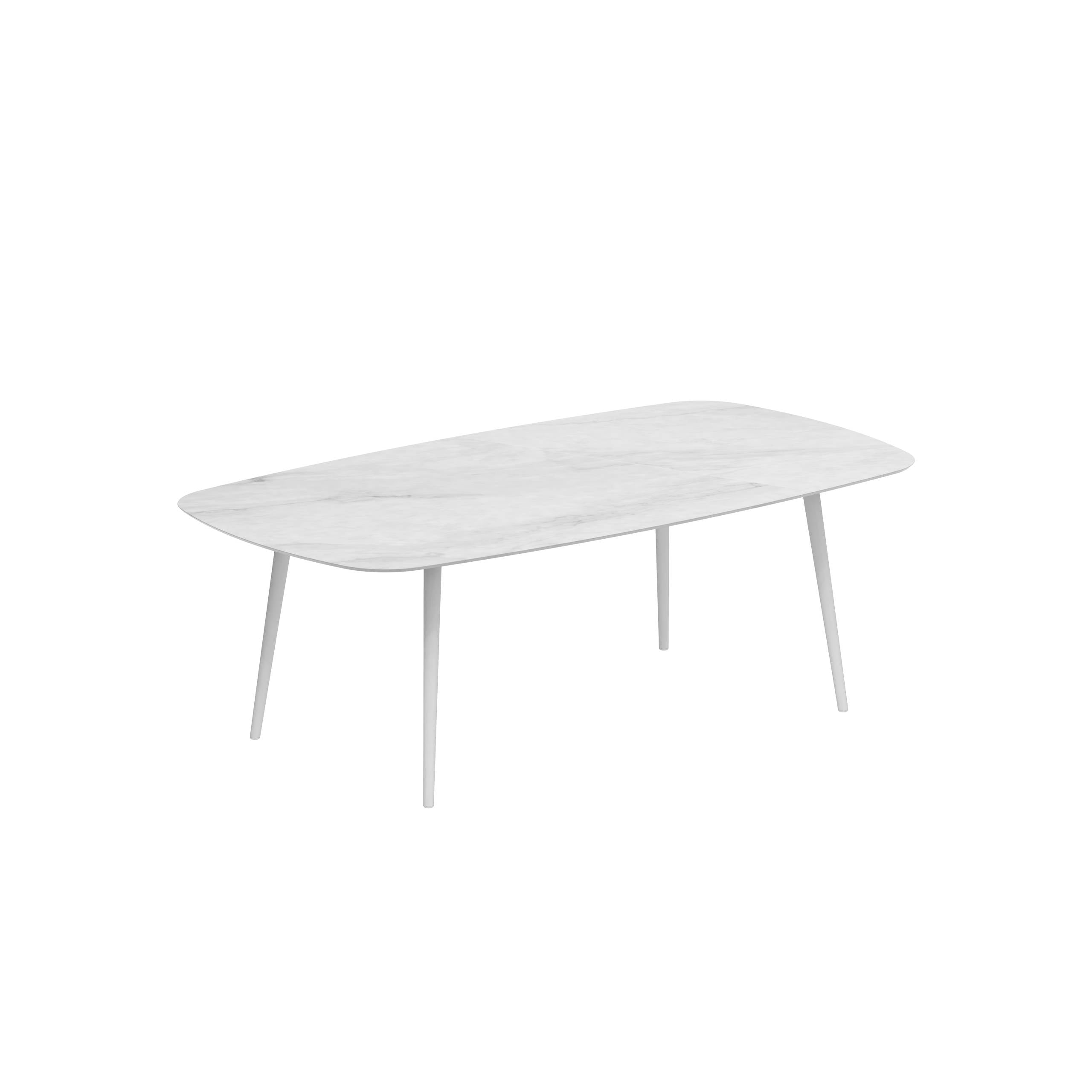 Styletto Standard Dining Table 220x120cm Alu Legs White Ceramic Tabletop Bianco Statuario