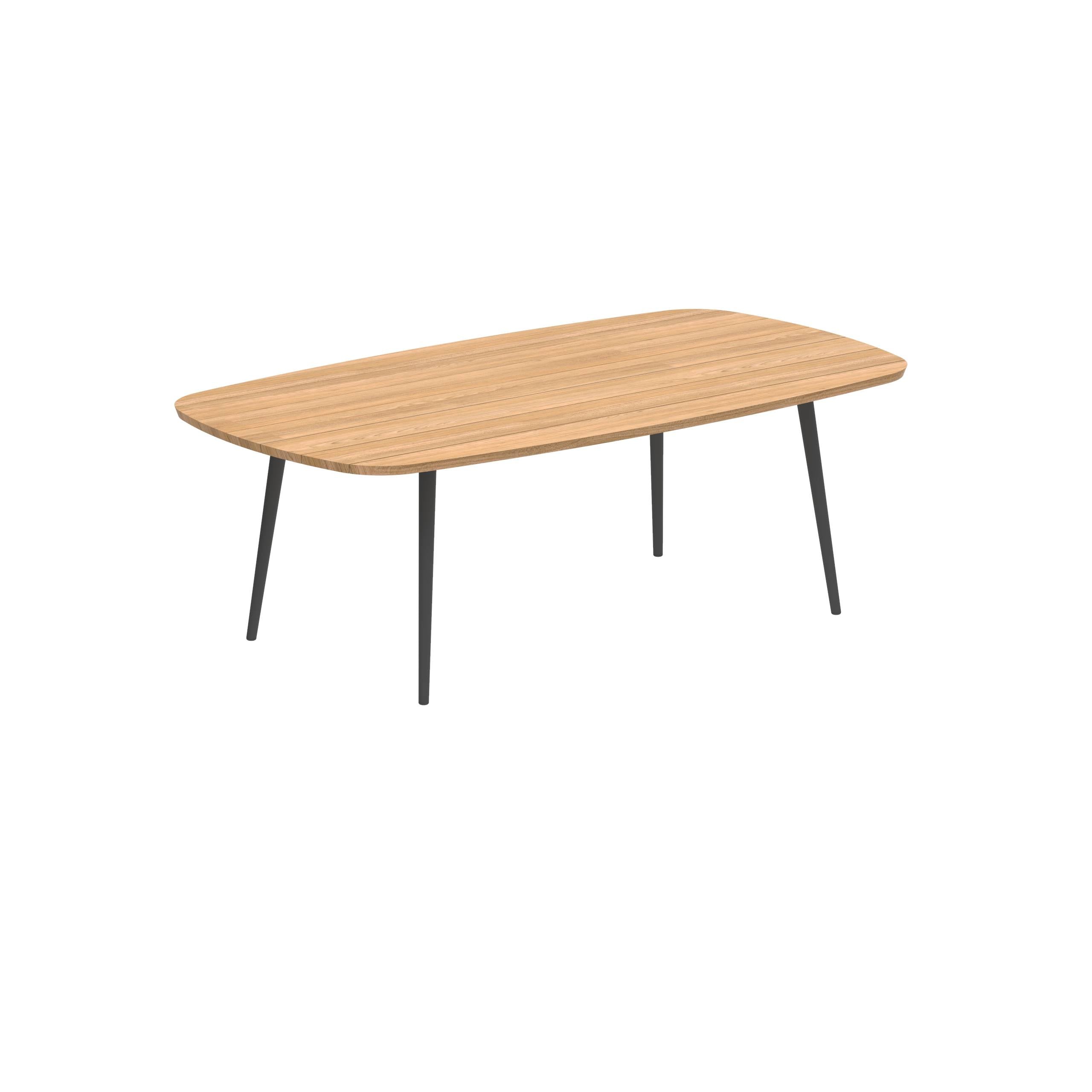 Styletto Standard Dining Table 220x120cm Alu Legs Anthracite Tabletop Teak