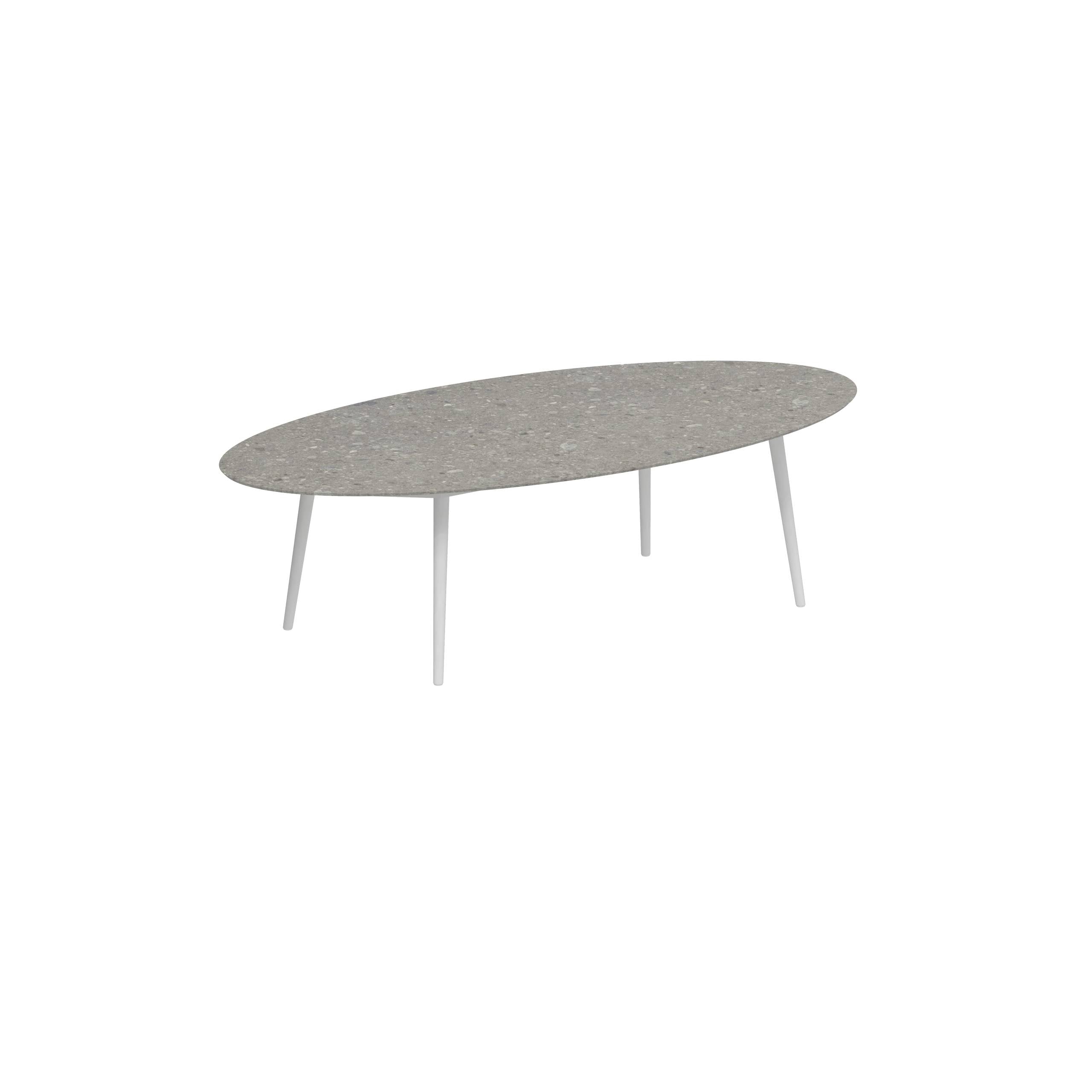 Styletto Low Dining Table 250x130cm Alu Legs White Ceramic Tabletop Ceppo Dolomitica