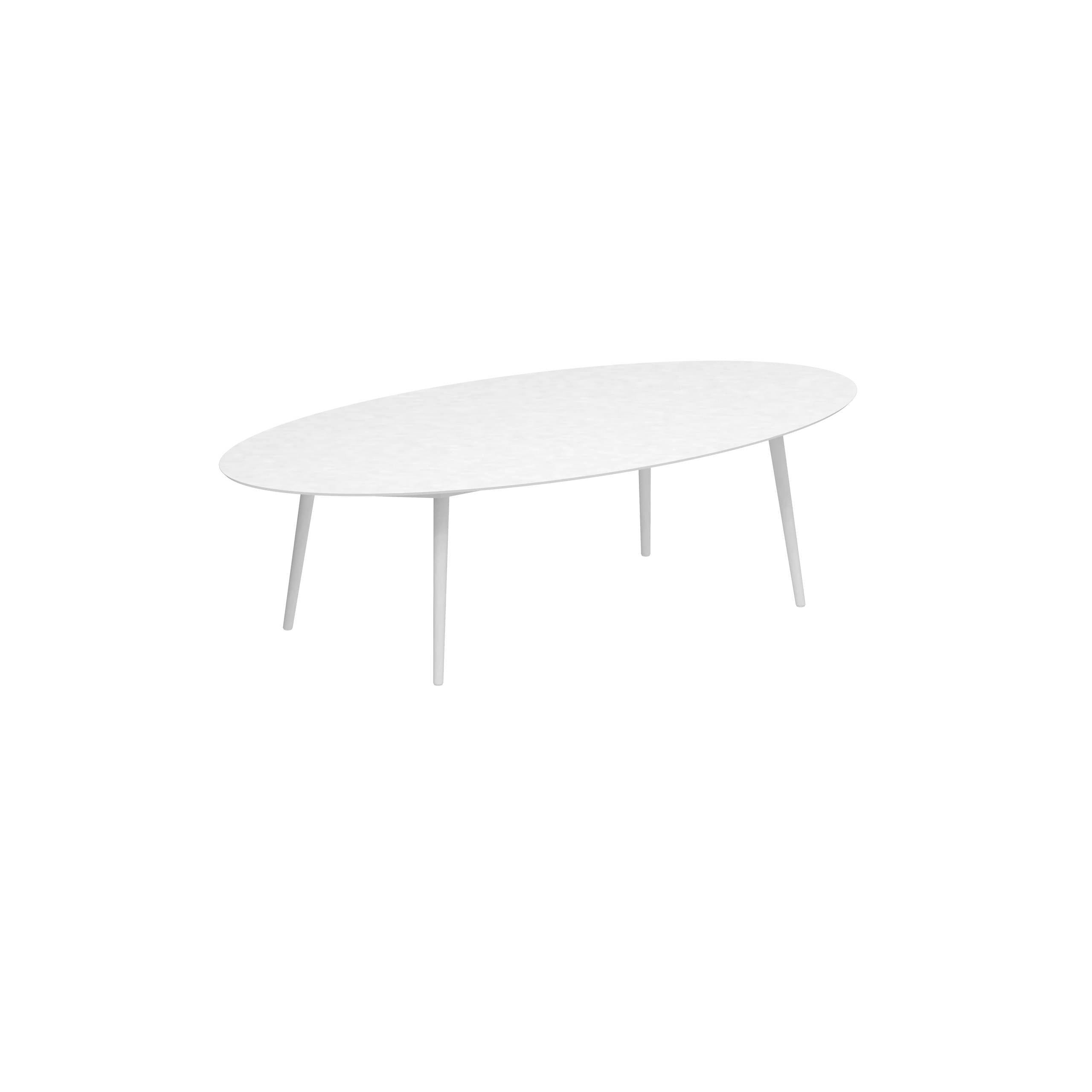 Styletto Low Dining Table 250x130cm Alu Legs White Ceramic Tabletop White