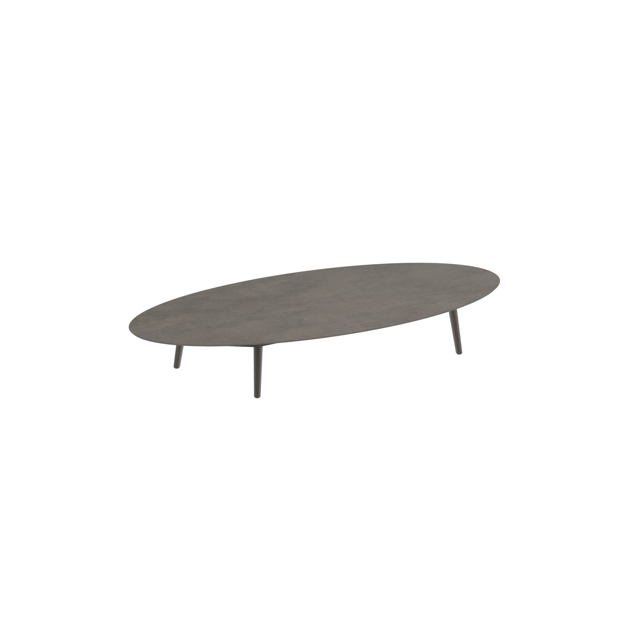 Styletto Low Lounge Table 250x130cm Alu Legs Bronze Ceramic Tabletop Terra Marrone