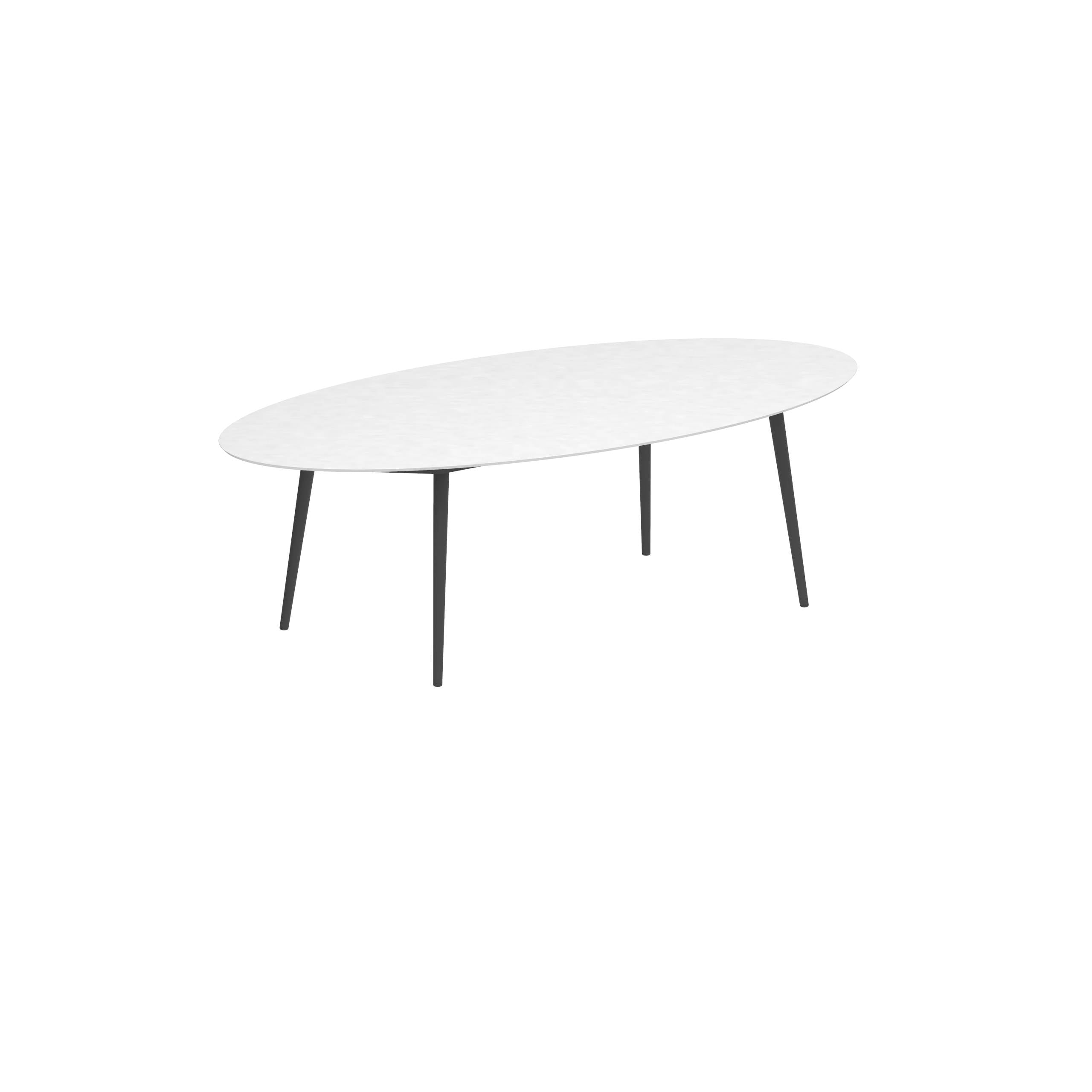 Styletto Standard Dining Table 250x130cm Alu Legs Anthracite Ceramic Tabletop White