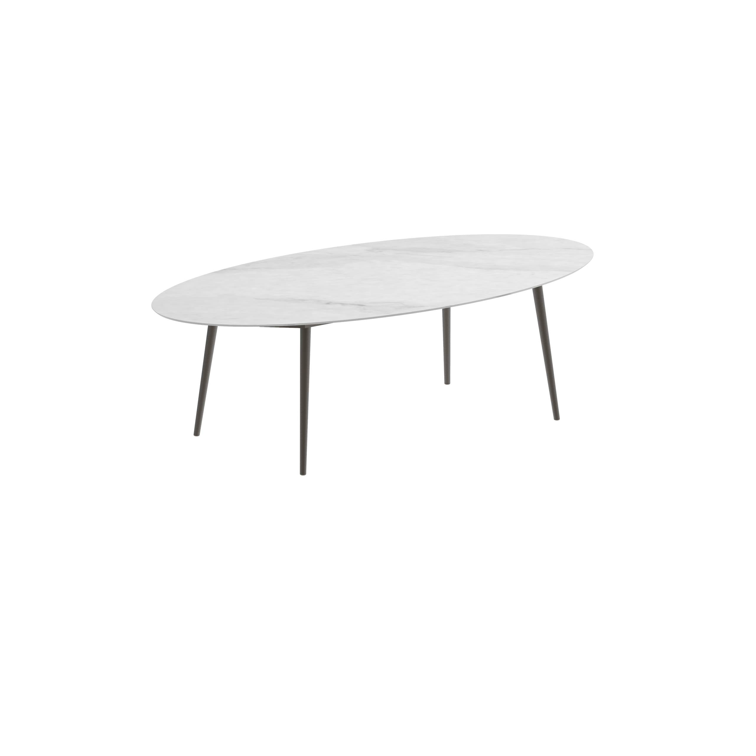 Styletto Standard Dining Table 250x130cm Alu Legs Bronze Ceramic Tabletop Bianco Statuario