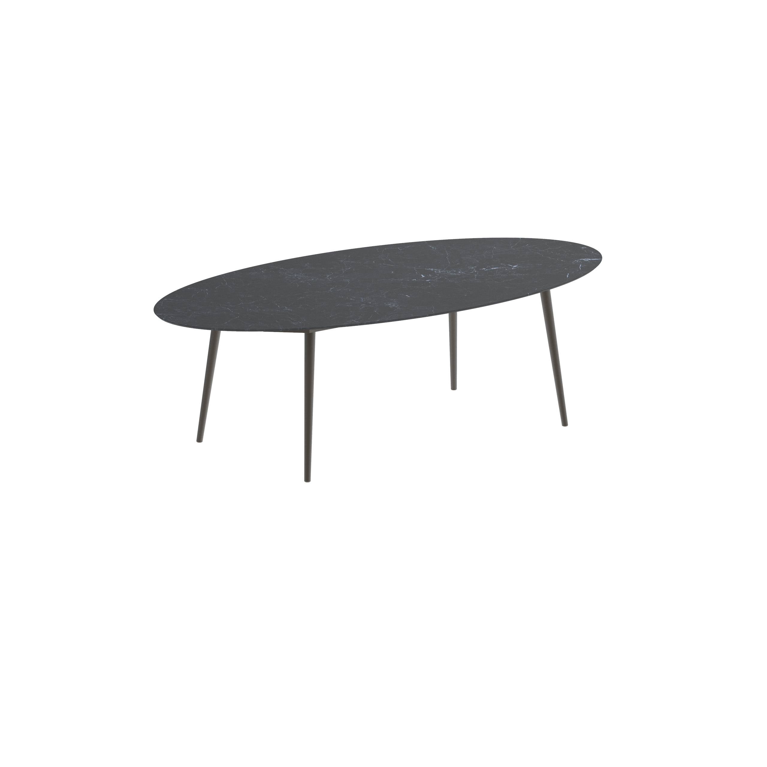 Styletto Standard Dining Table 250x130cm Alu Legs Bronze Ceramic Tabletop Nero Marquina