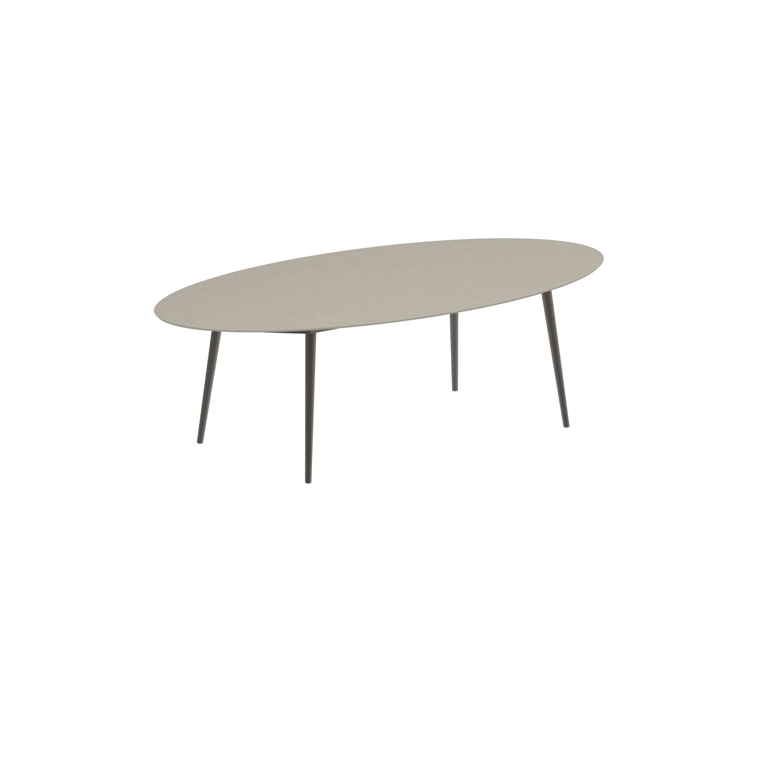 Styletto Standard Dining Table 250x130cm Alu Legs Bronze Ceramic Tabletop Pearl Grey