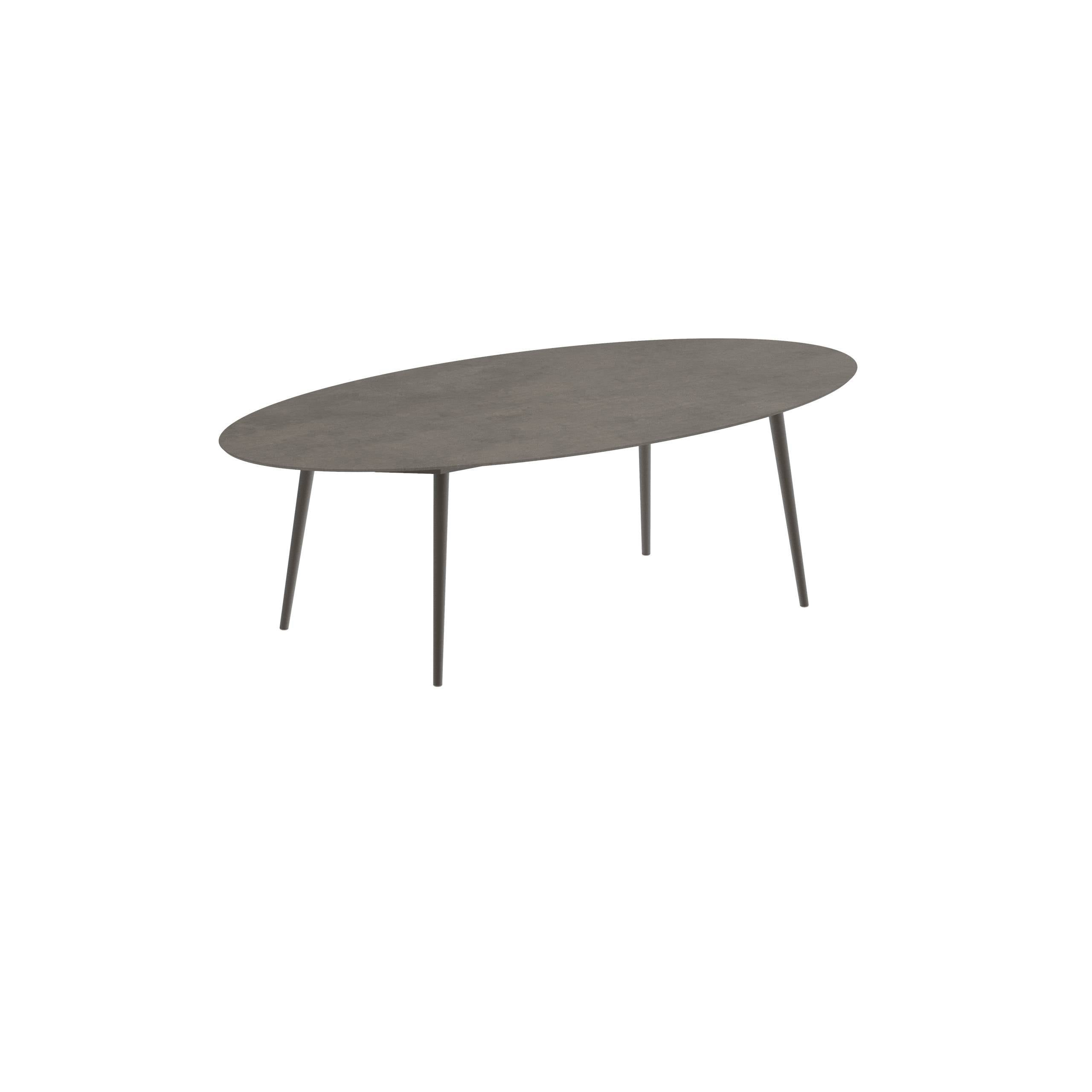 Styletto Standard Dining Table 250x130cm Alu Legs Bronze Ceramic Tabletop Terra Marrone