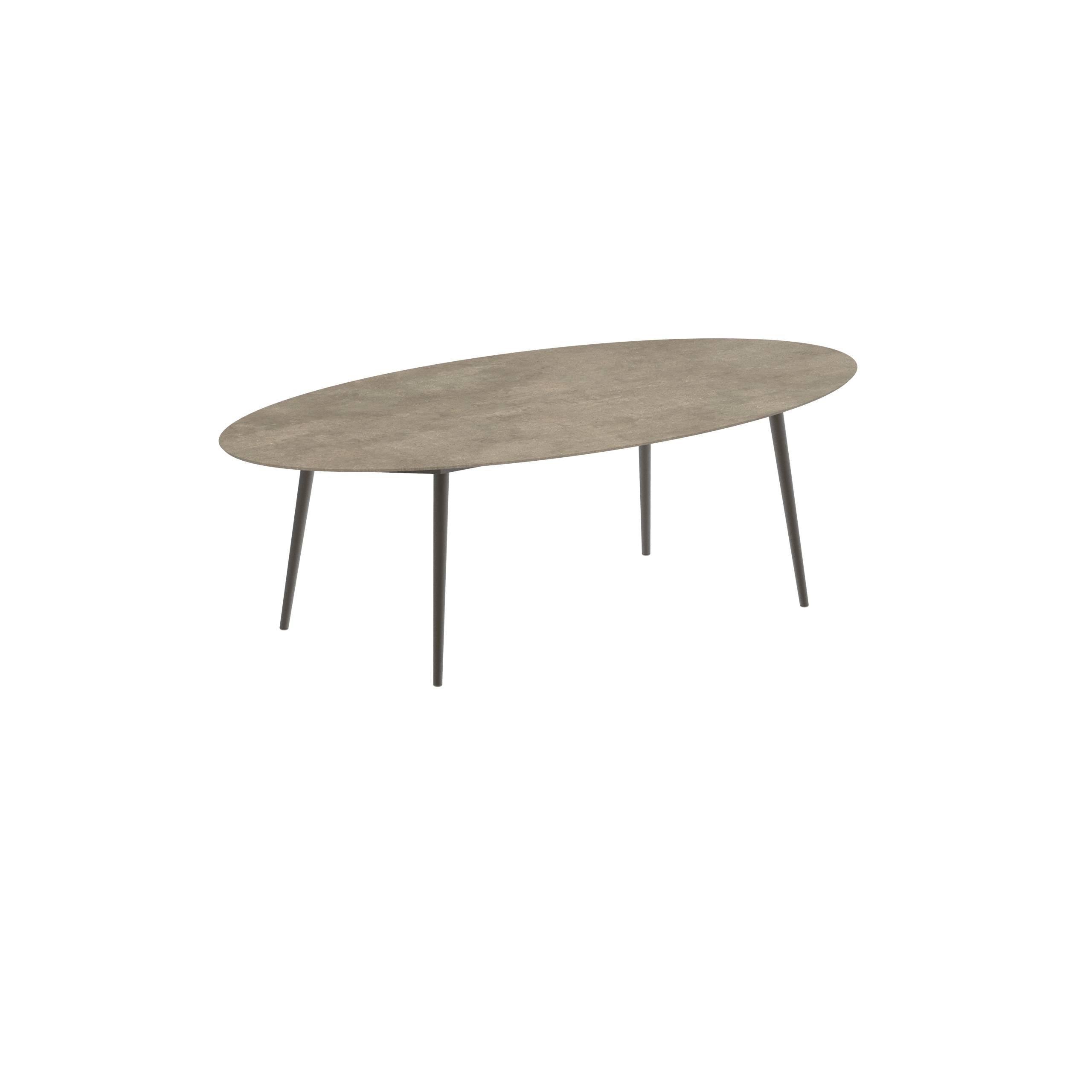 Styletto Standard Dining Table 250x130cm Alu Legs Bronze Ceramic Tabletop Terra Sabbia