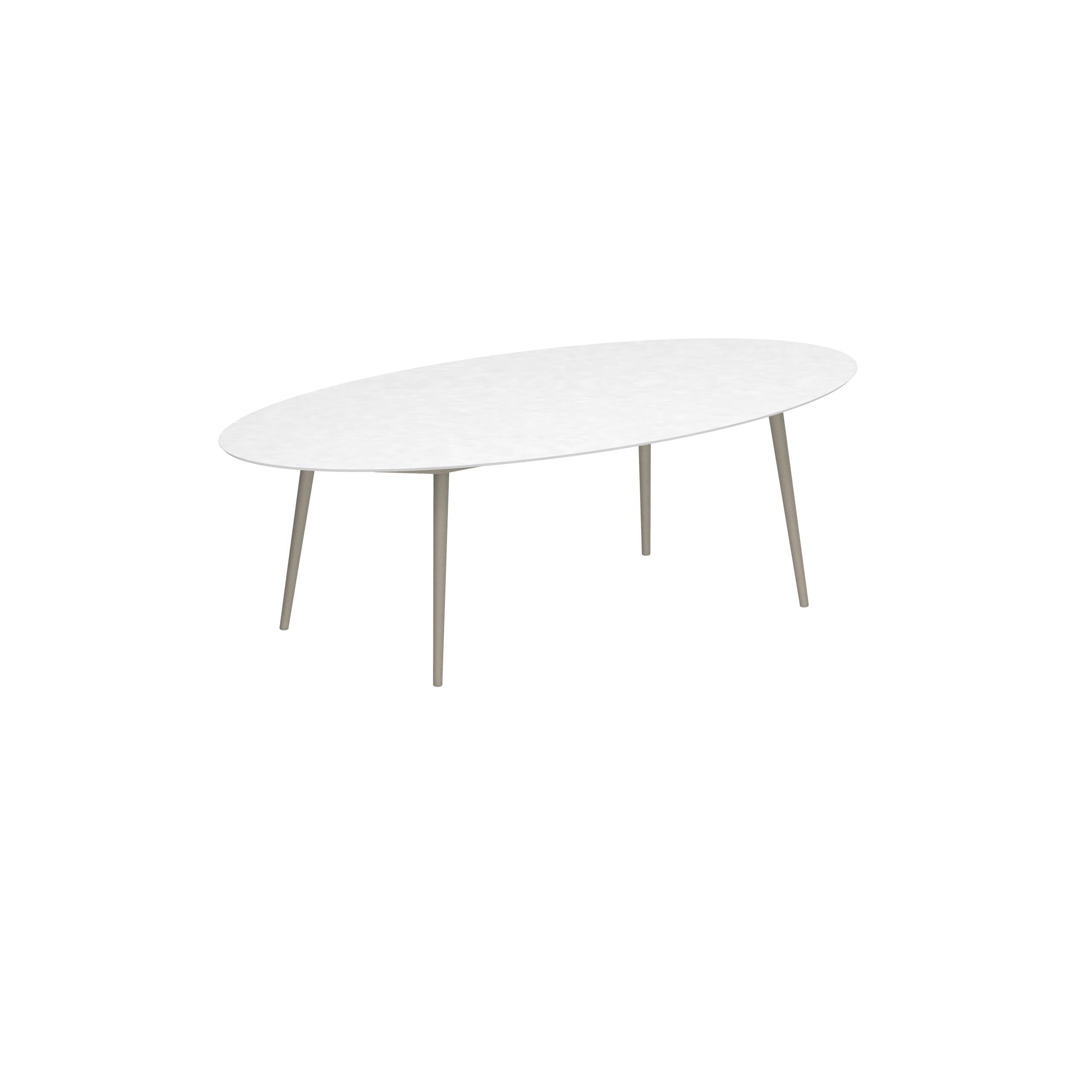 Styletto Standard Dining Table 250x130cm Alu Legs Sand Ceramic Tabletop White