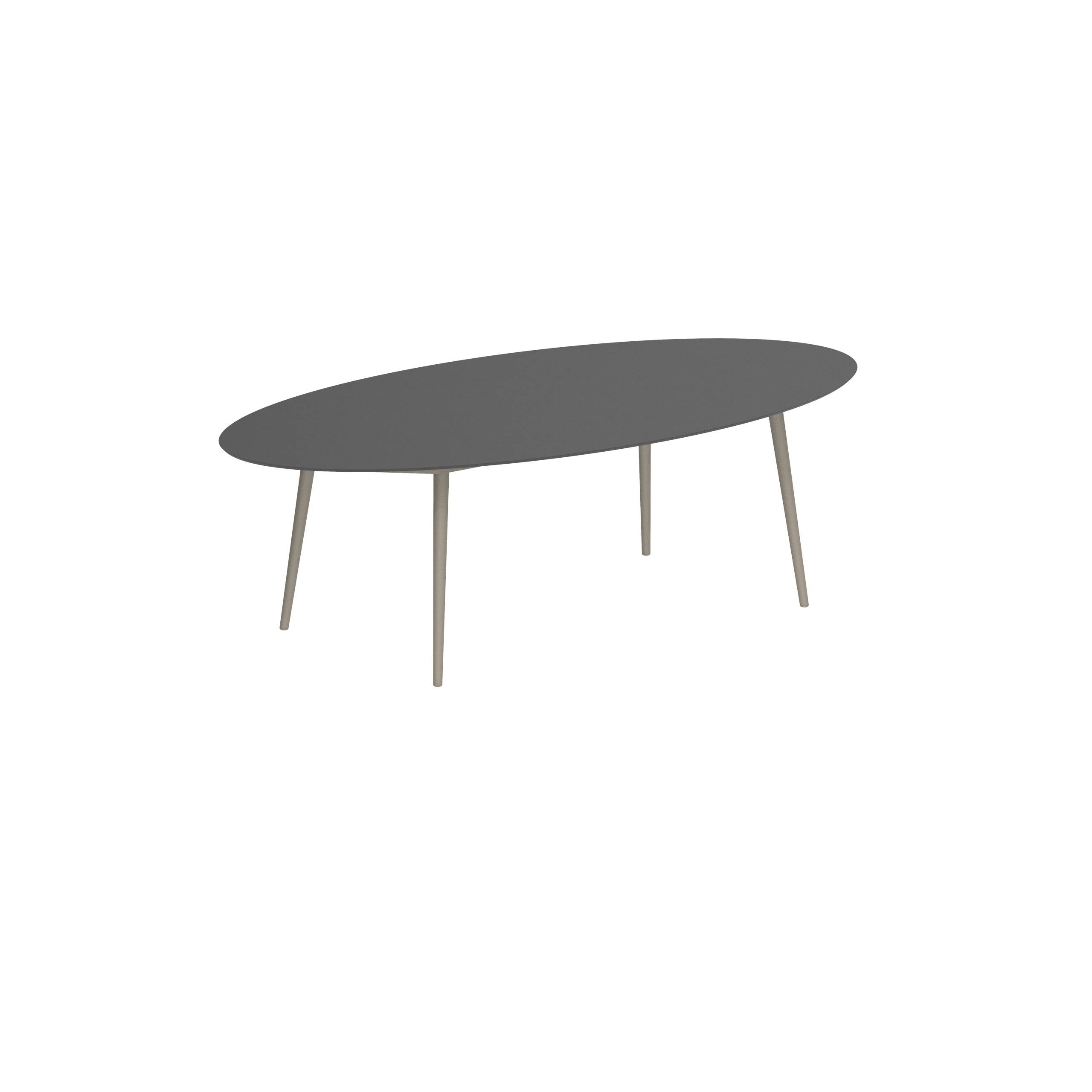 Styletto Standard Dining Table 250x130cm Alu Legs Sand Ceramic Tabletop Black