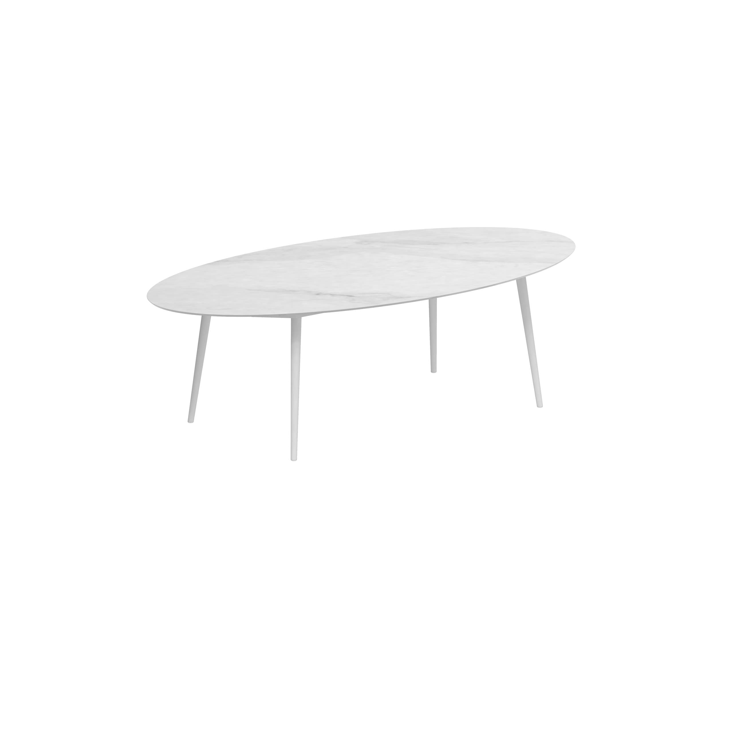 Styletto Standard Dining Table 250x130cm Alu Legs White Ceramic Tabletop Bianco Statuario