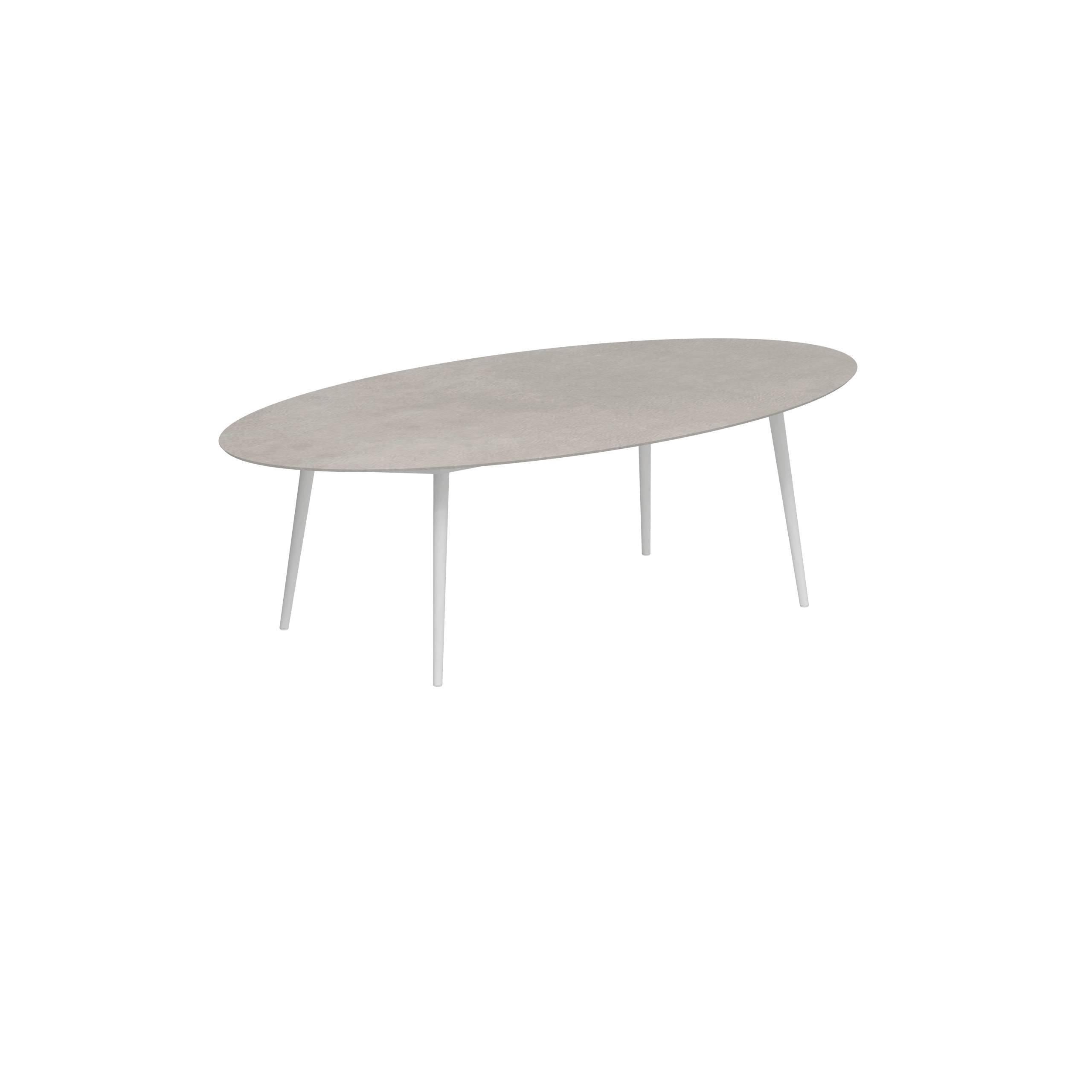 Styletto Standard Dining Table 250x130cm Alu Legs White Ceramic Tabletop Cemento Luminoso