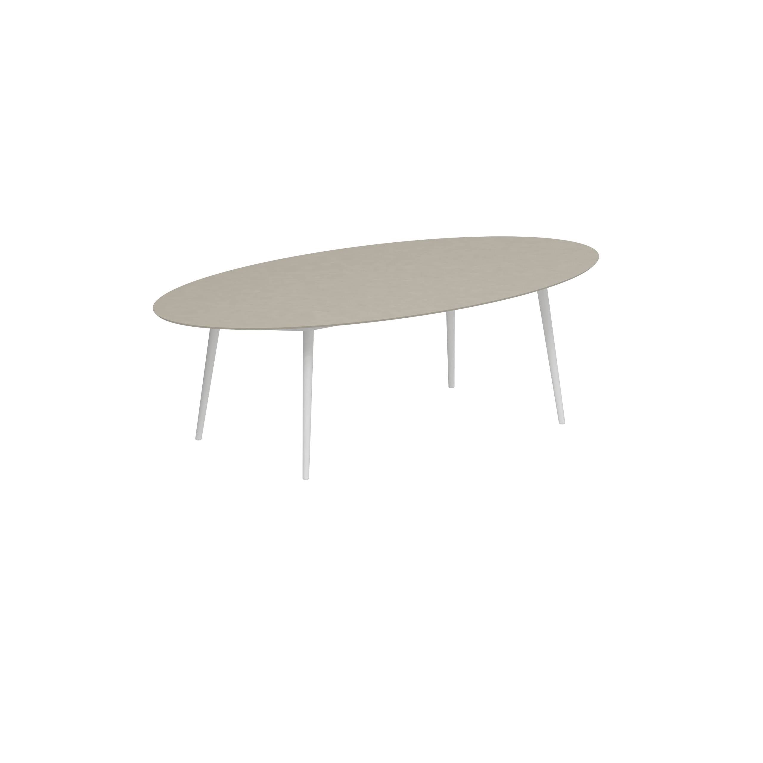 Styletto Standard Dining Table 250x130cm Alu Legs White Ceramic Tabletop Pearl Grey