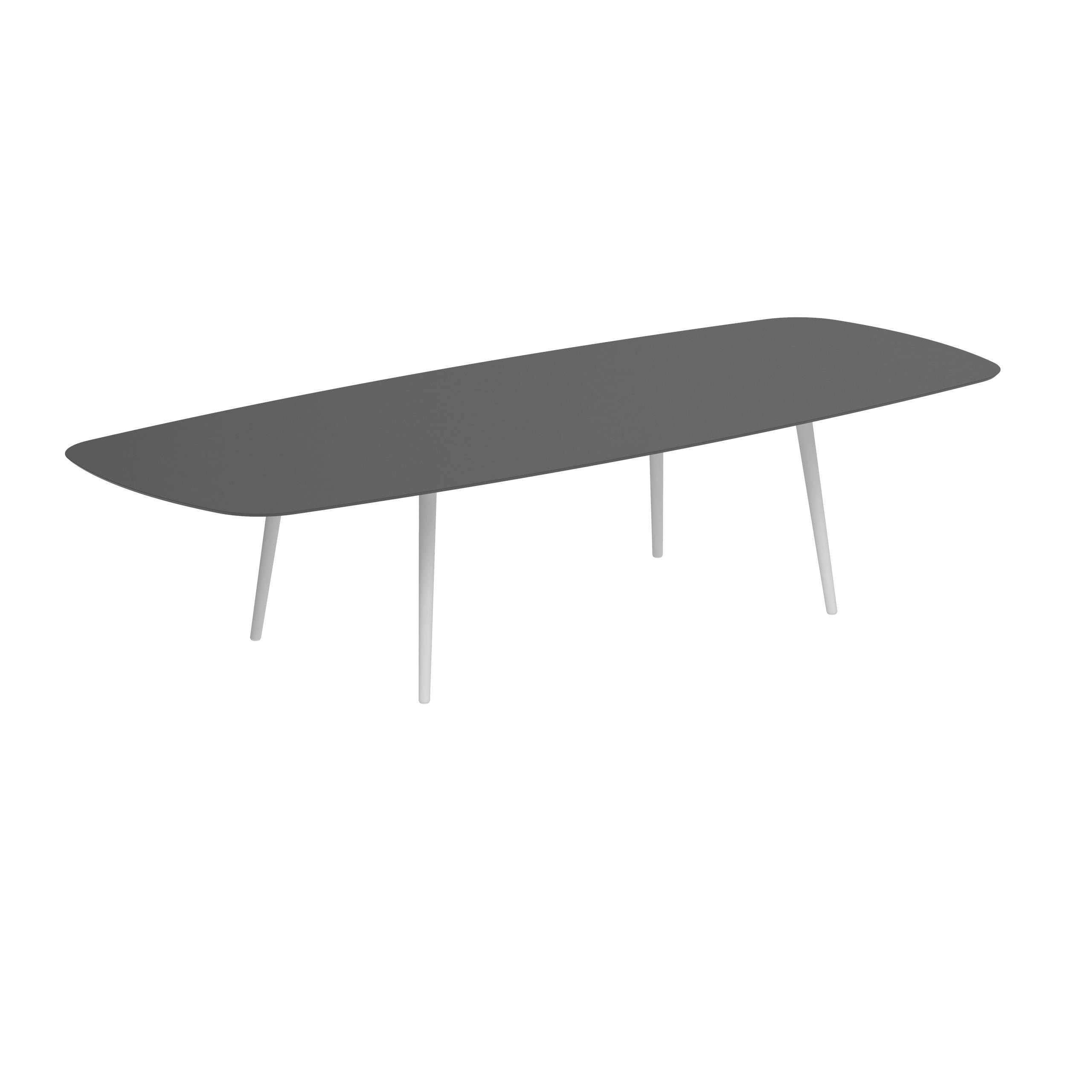 Styletto Low Dining Table 300x120cm Alu Legs White Ceramic Top Black