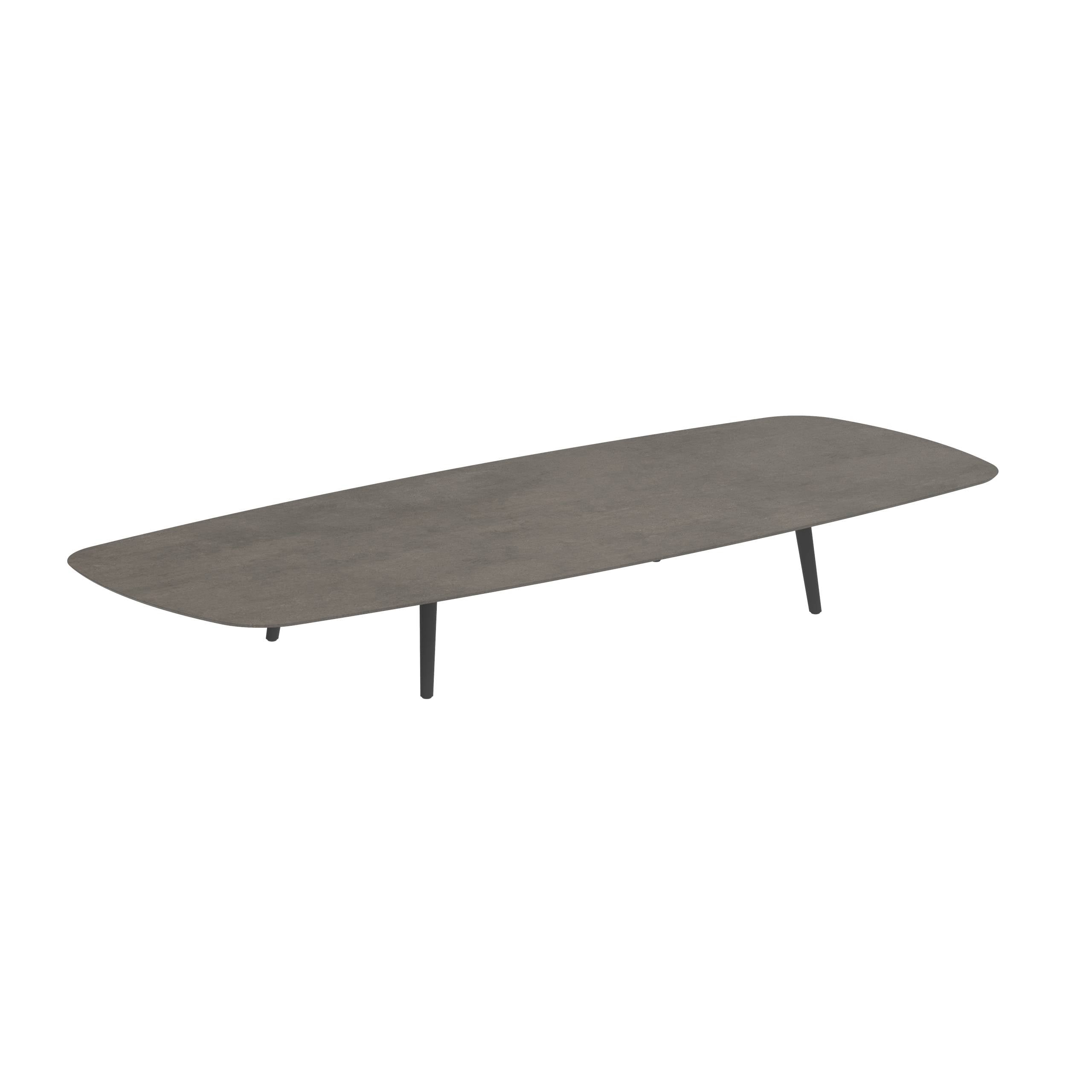 Styletto Low Lounge Table 300x120cm Alu Legs Anthracite Ceramic Top Terra Marrone