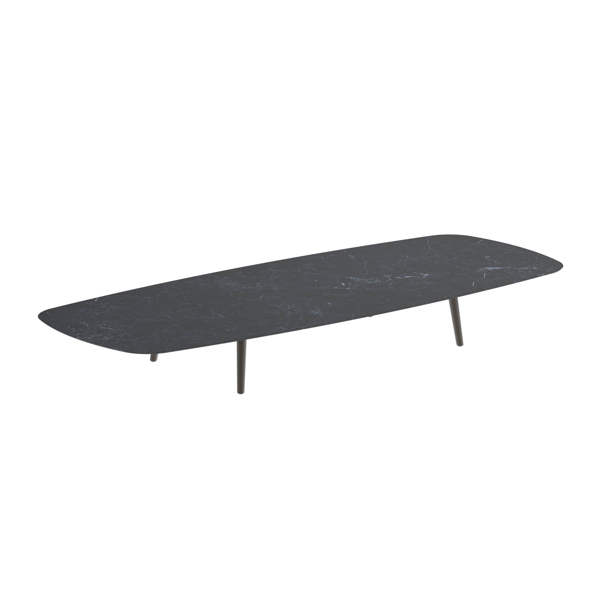 Styletto Low Lounge Table 300x120cm Alu Legs Bronze Ceramic Top Nero Marquina