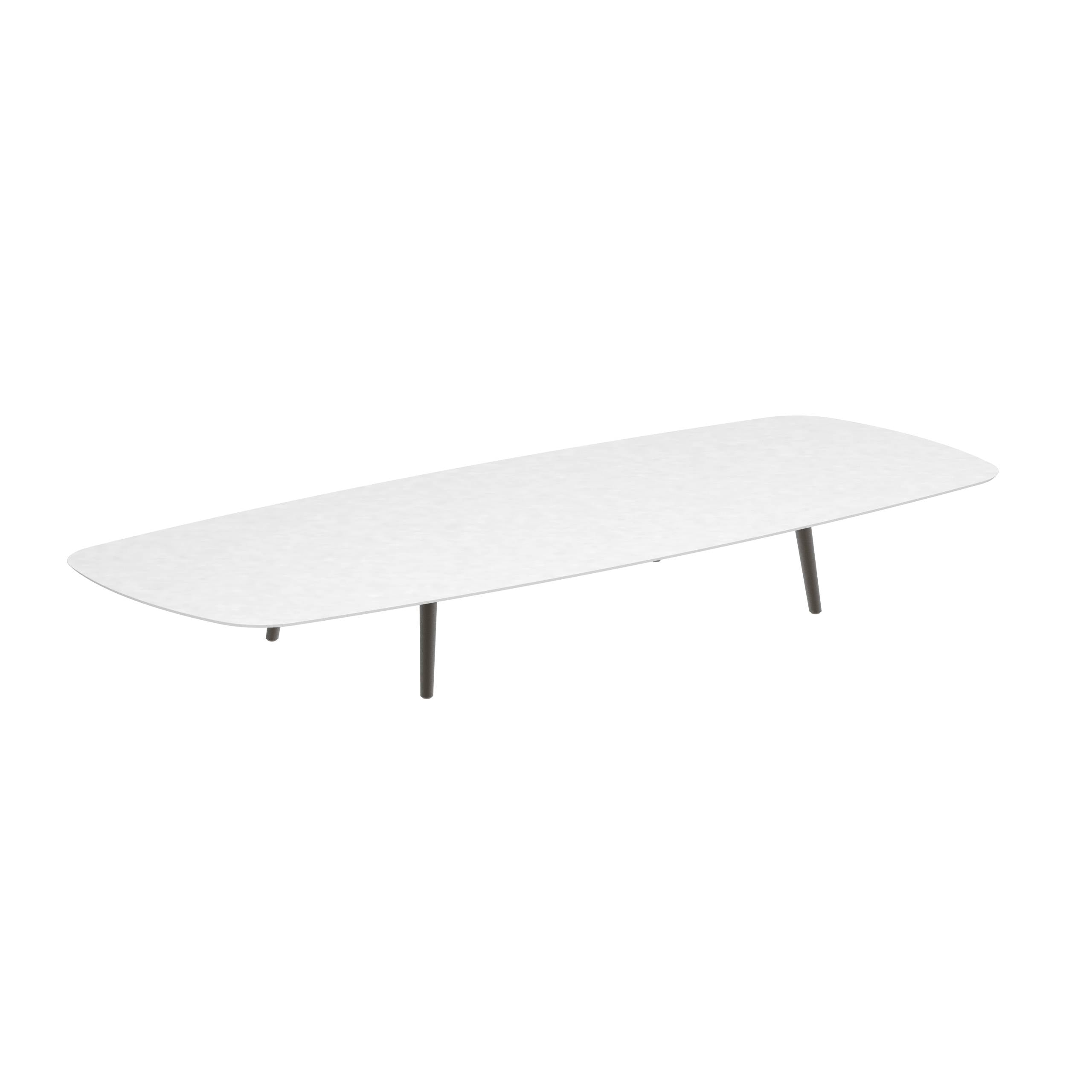 Styletto Low Lounge Table 300x120cm Alu Legs Bronze Ceramic Top White