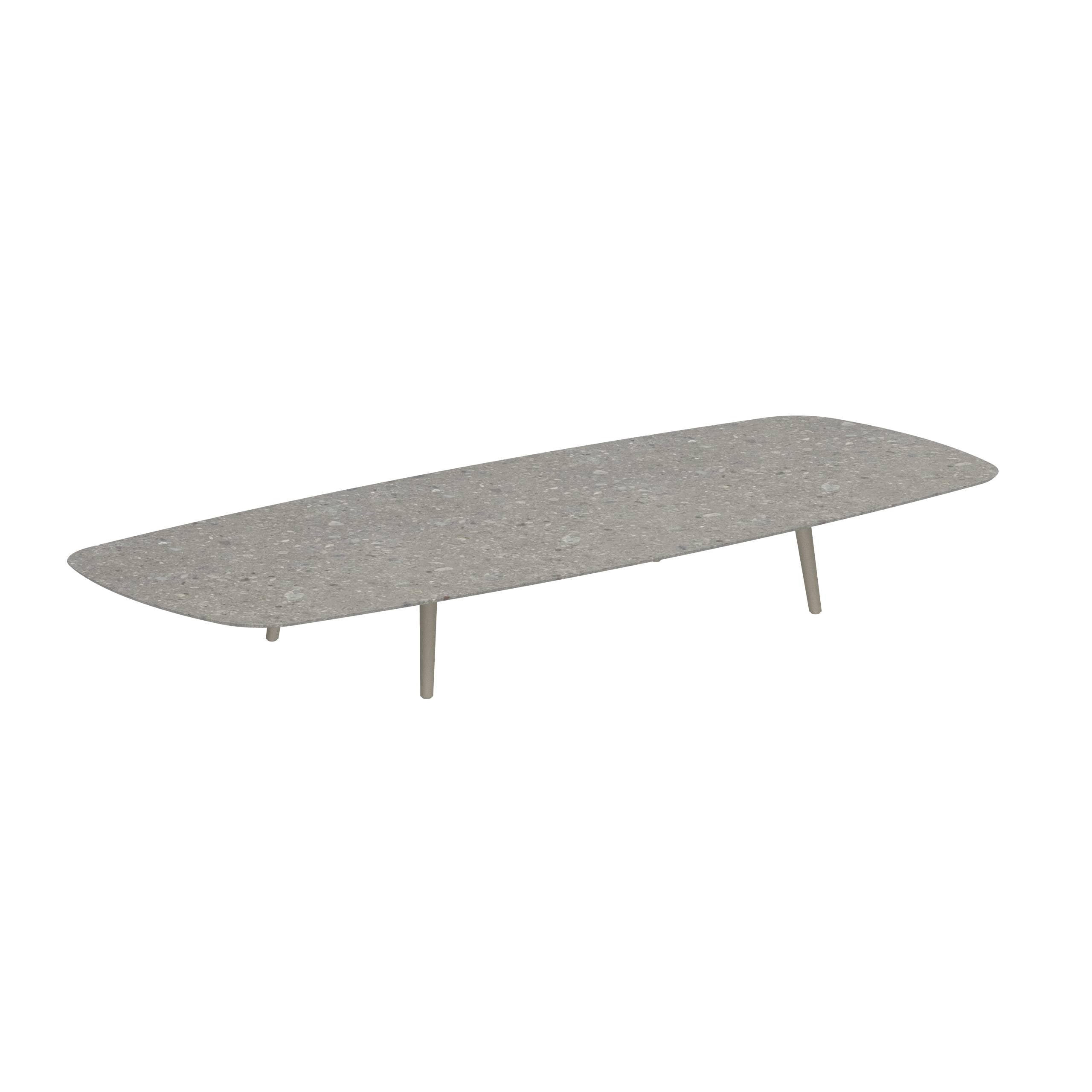 Styletto Low Lounge Table 300x120cm Alu Legs Sand Ceramic Top Ceppo Dolomitica