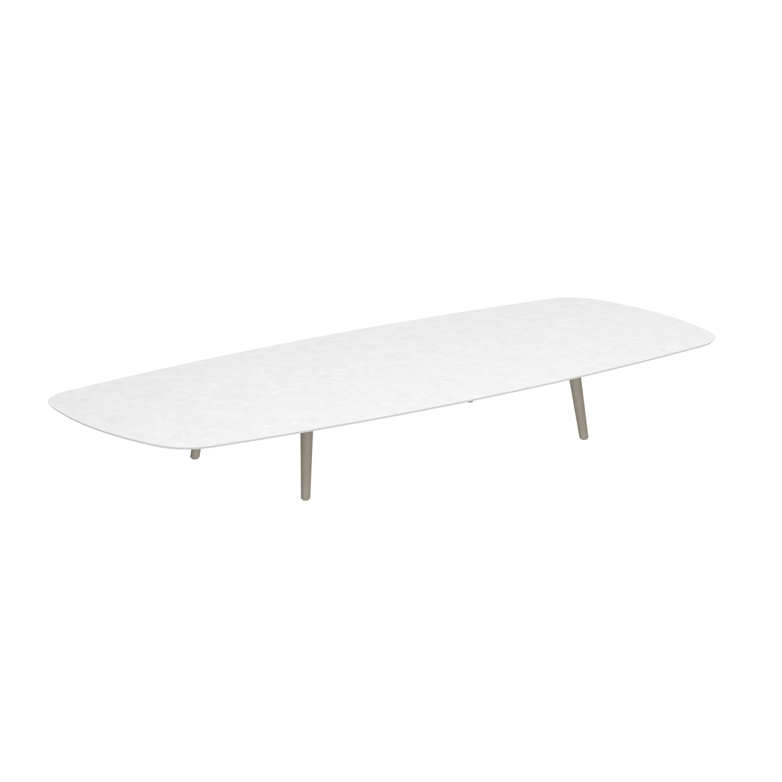 Styletto Low Lounge Table 300x120cm Alu Legs Sand Ceramic Top White