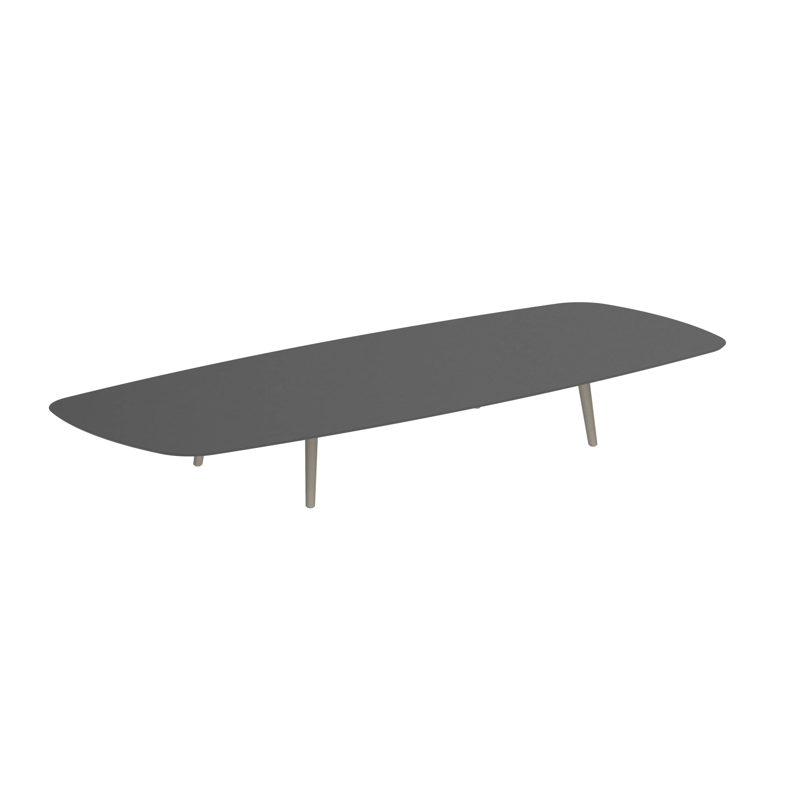 Styletto Low Lounge Table 300x120cm Alu Legs Sand Ceramic Top Black