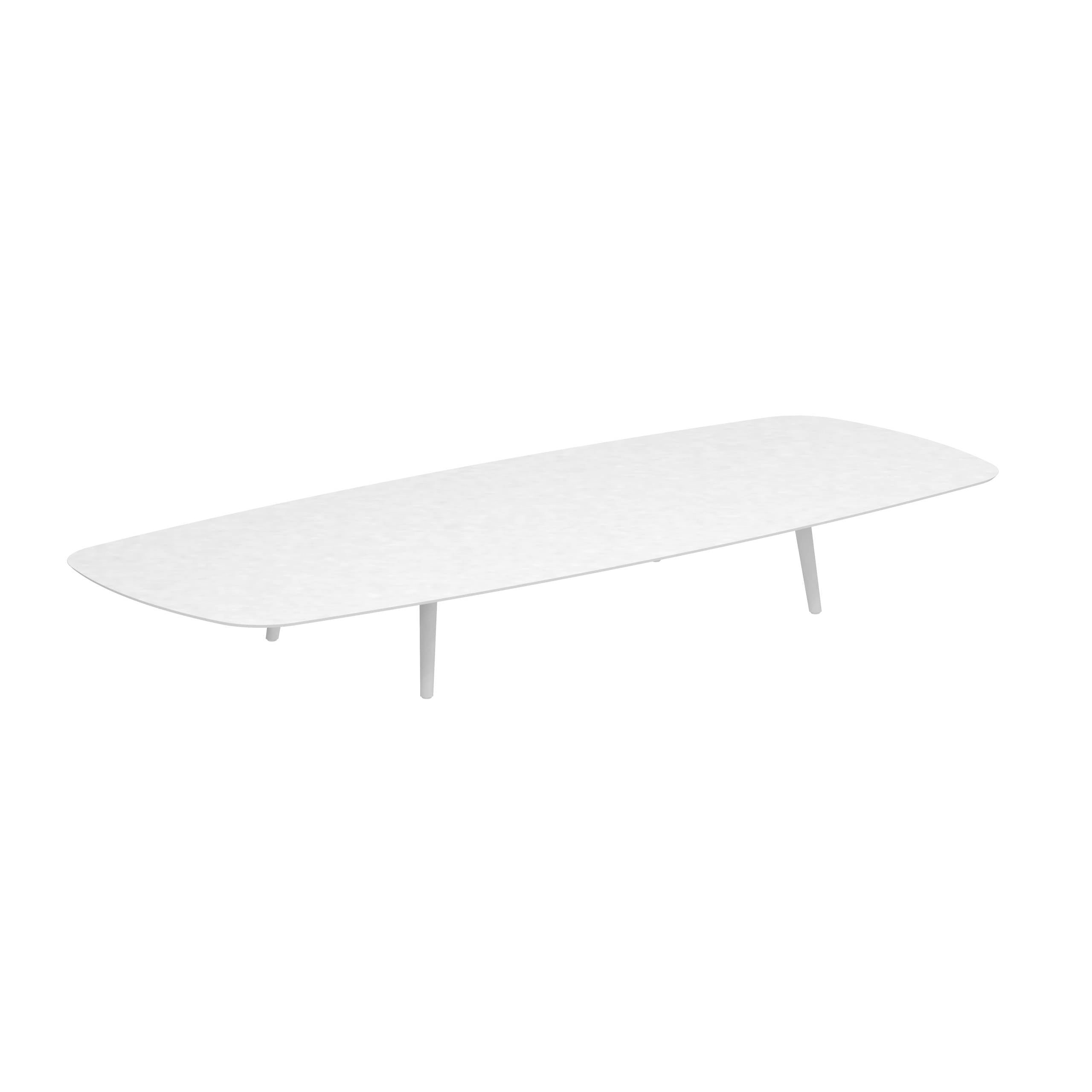 Styletto Low Lounge Table 300x120cm Alu Legs White Ceramic Top White