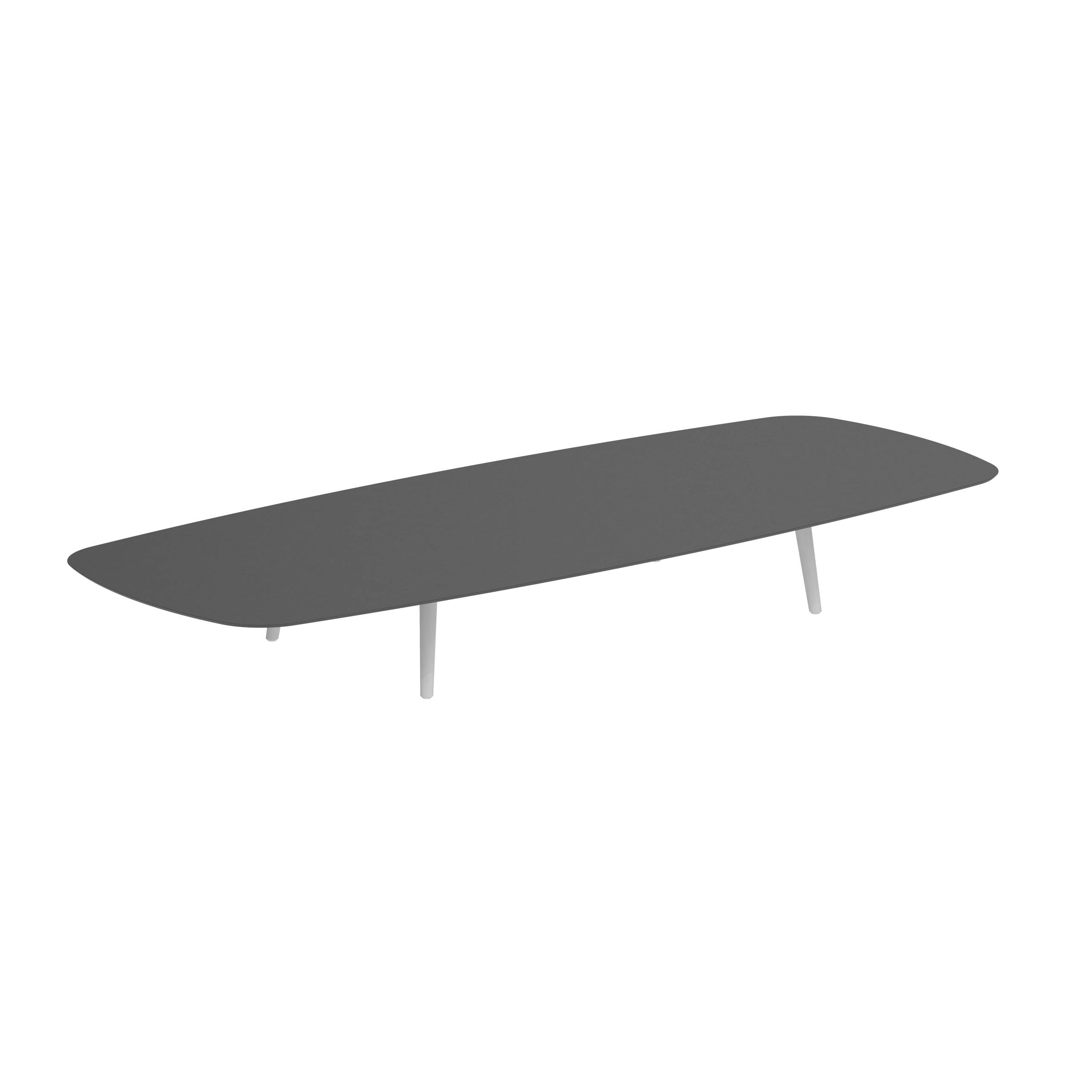 Styletto Low Lounge Table 300x120cm Alu Legs White Ceramic Top Black