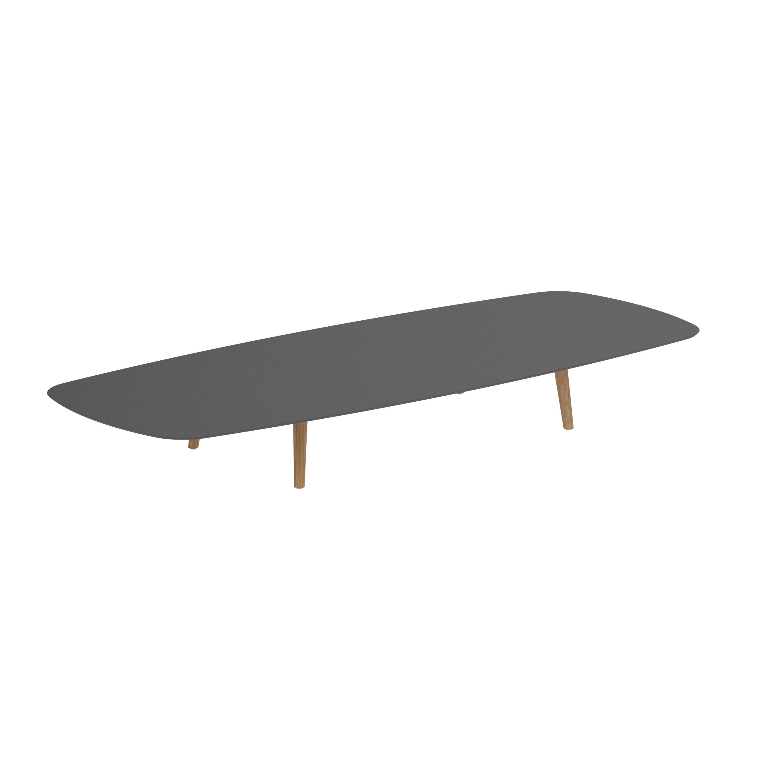 Styletto Low Lounge Table 300x120cm Teak Legs Ceramic Top Black