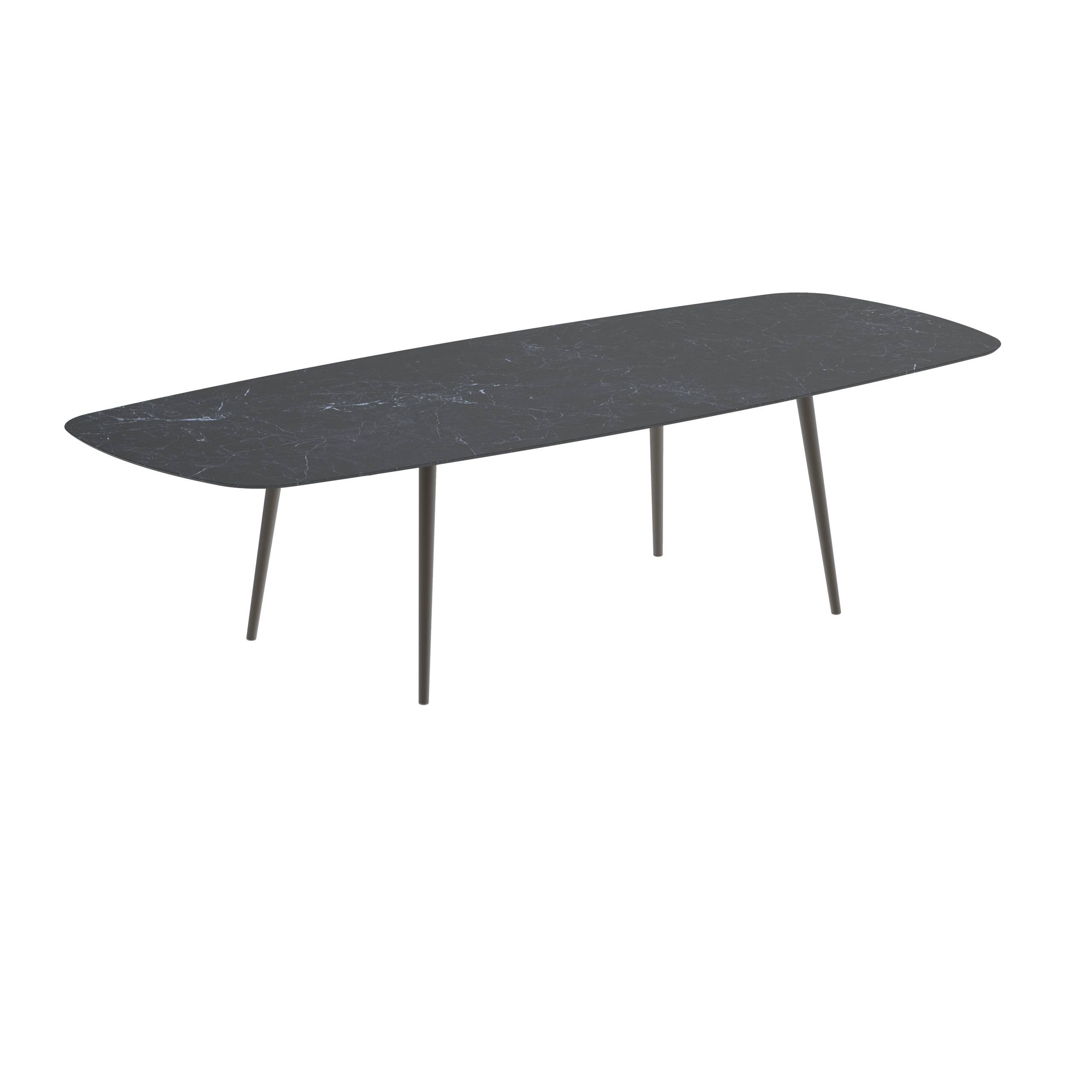 Styletto Standard Dining Table 300x120cm Alu Legs Bronze Ceramic Top Nero Marquina