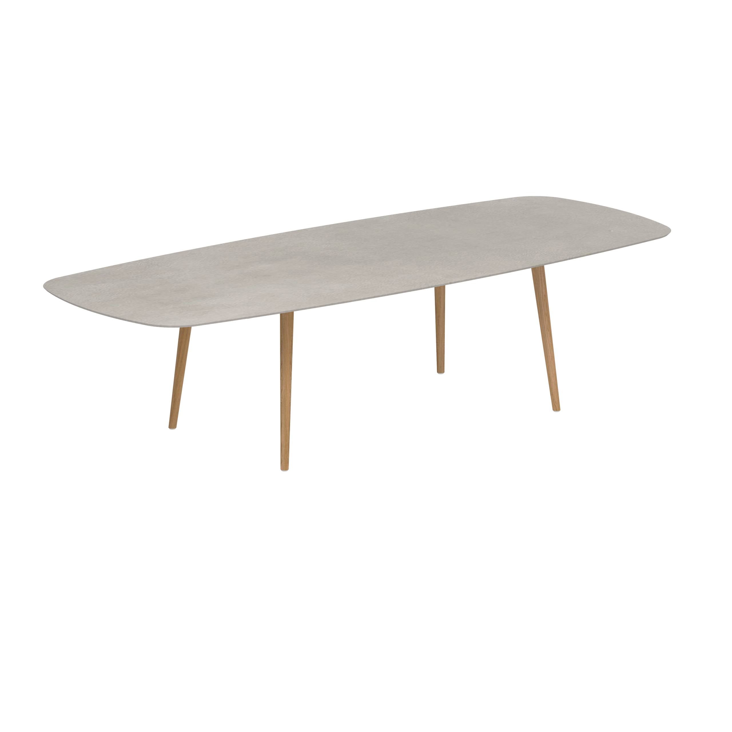 Styletto Standard Dining Table 300x120cm Teak Legs Ceramic Top Cemento Luminoso