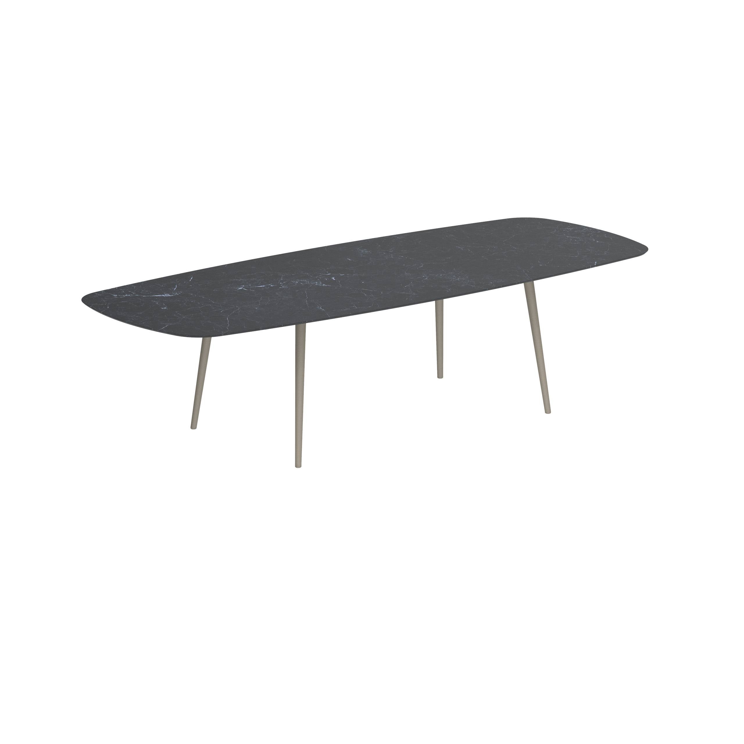 Styletto Standard Dining Table 300x120cm Alu Legs Sand Ceramic Top Nero Marquina