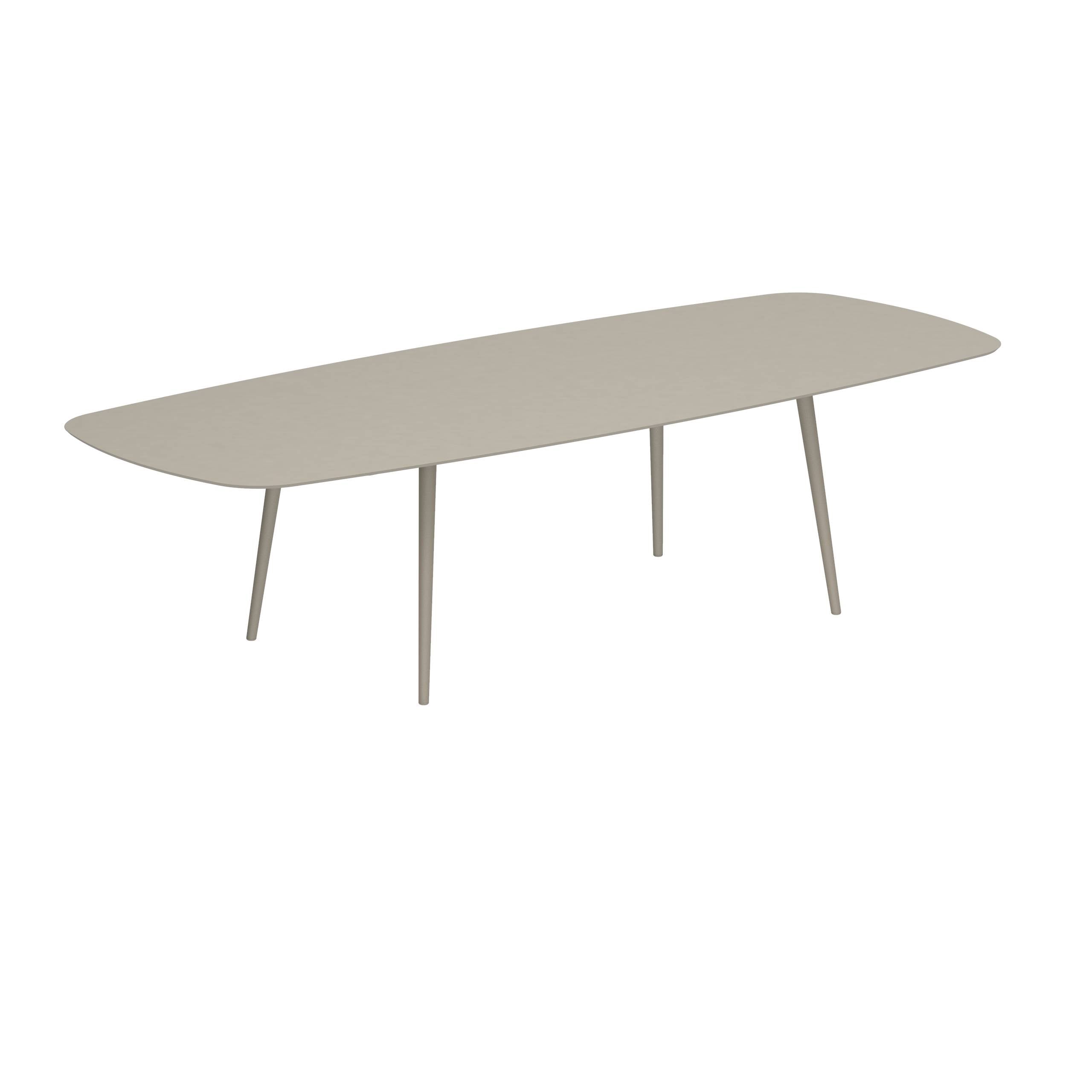 Styletto Standard Dining Table 300x120cm Alu Legs Sand Ceramic Top Pearl Grey