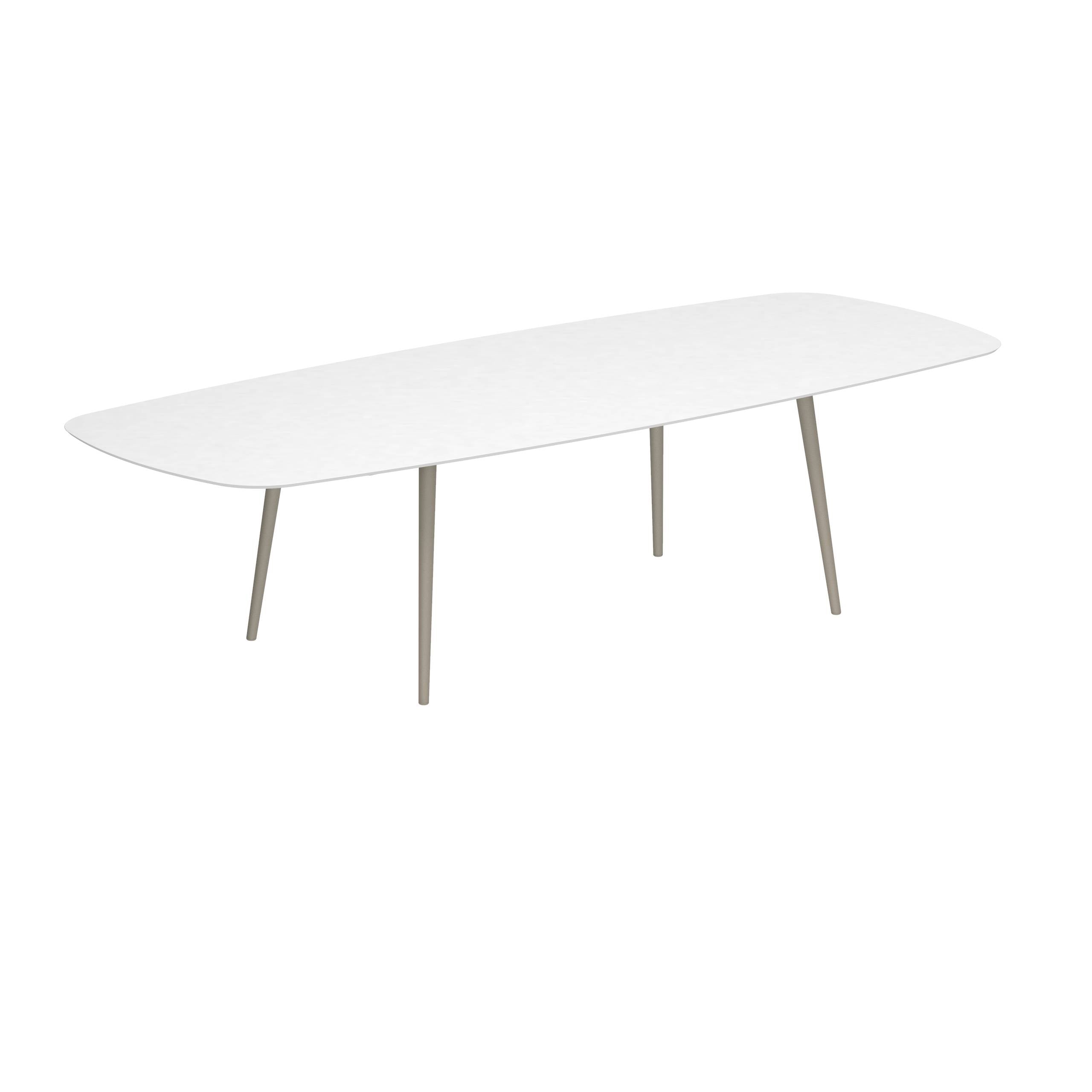 Styletto Standard Dining Table 300x120cm Alu Legs Sand Ceramic Top White