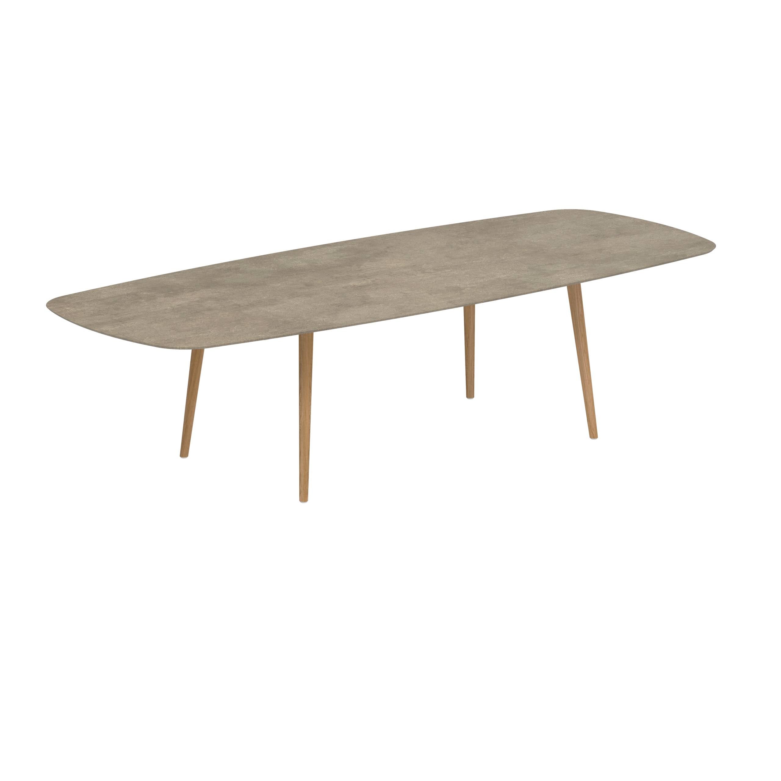 Styletto Standard Dining Table 300x120cm Teak Legs Ceramic Top Terra Sabbia