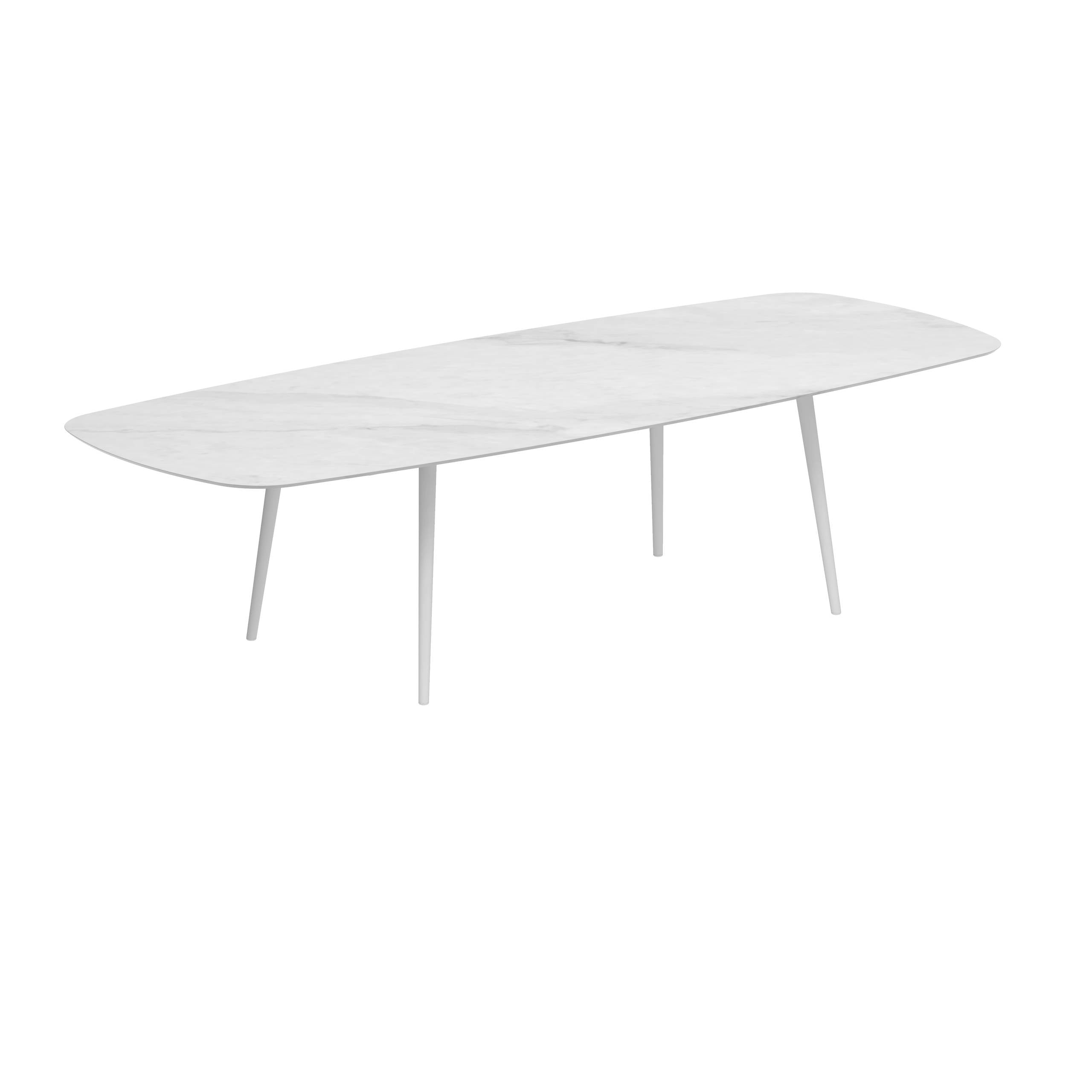 Styletto Standard Dining Table 300x120cm Alu Legs White Ceramic Top Bianco Statuario