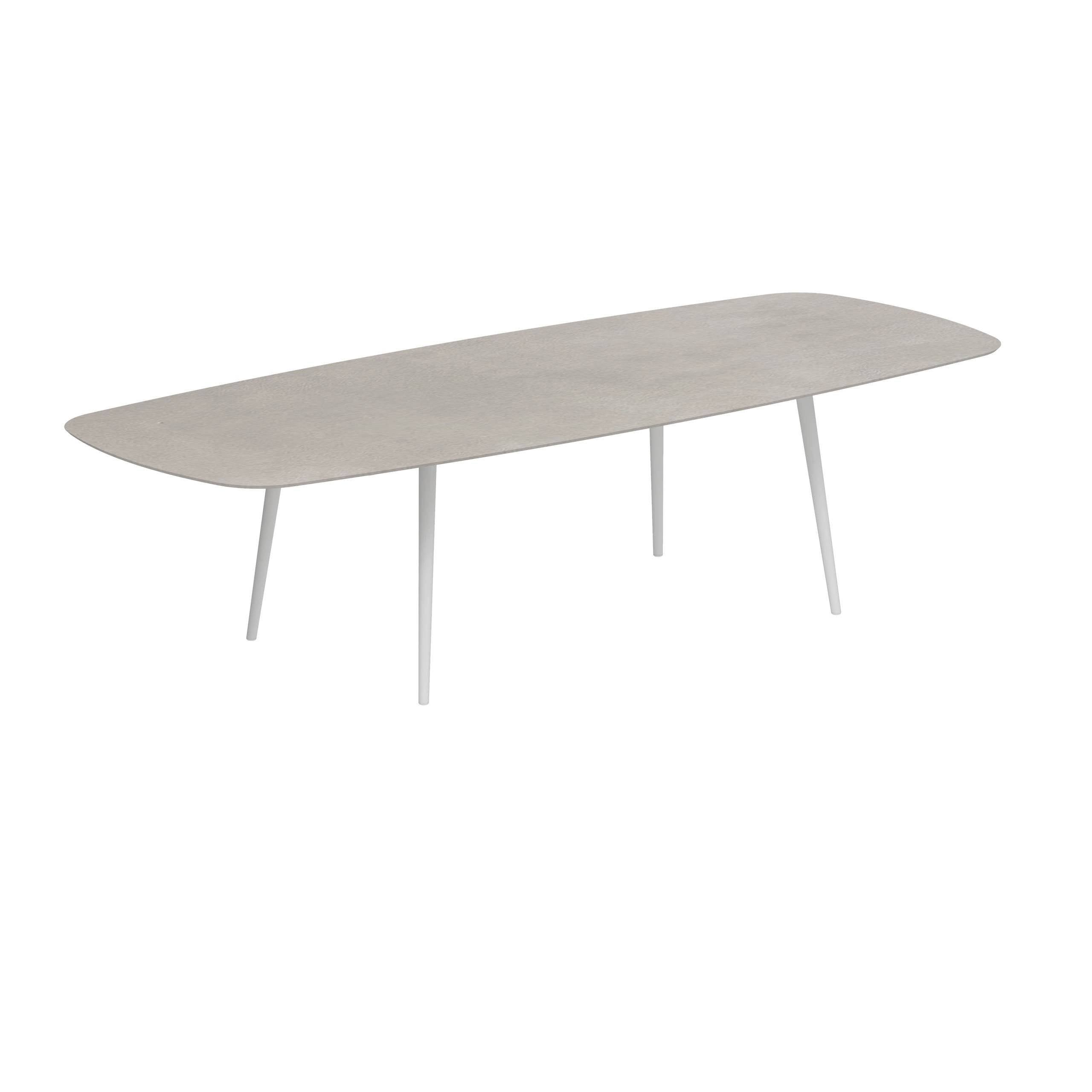 Styletto Standard Dining Table 300x120cm Alu Legs White Ceramic Top Cemento Luminoso