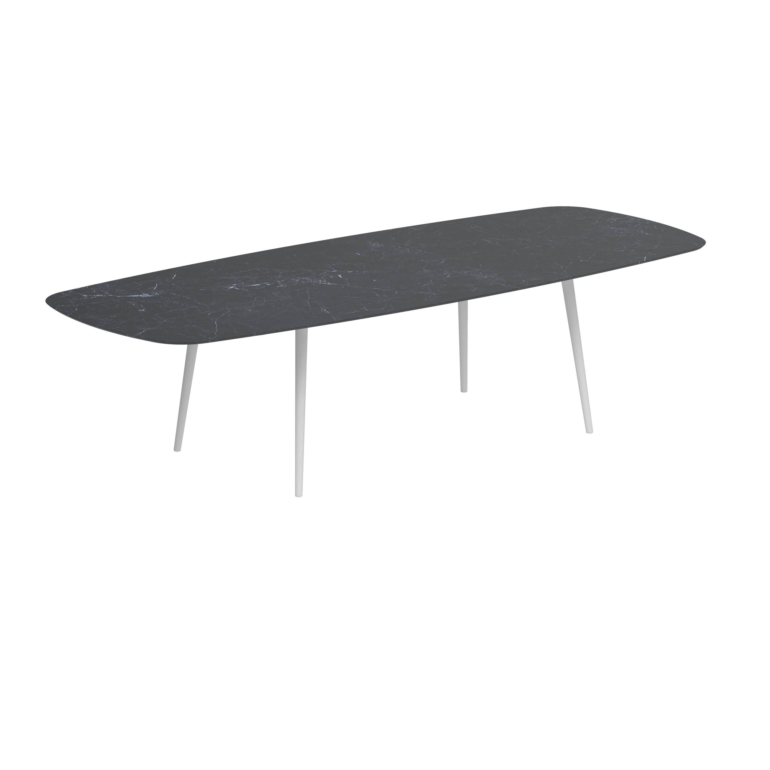 Styletto Standard Dining Table 300x120cm Alu Legs White Ceramic Top Nero Marquina