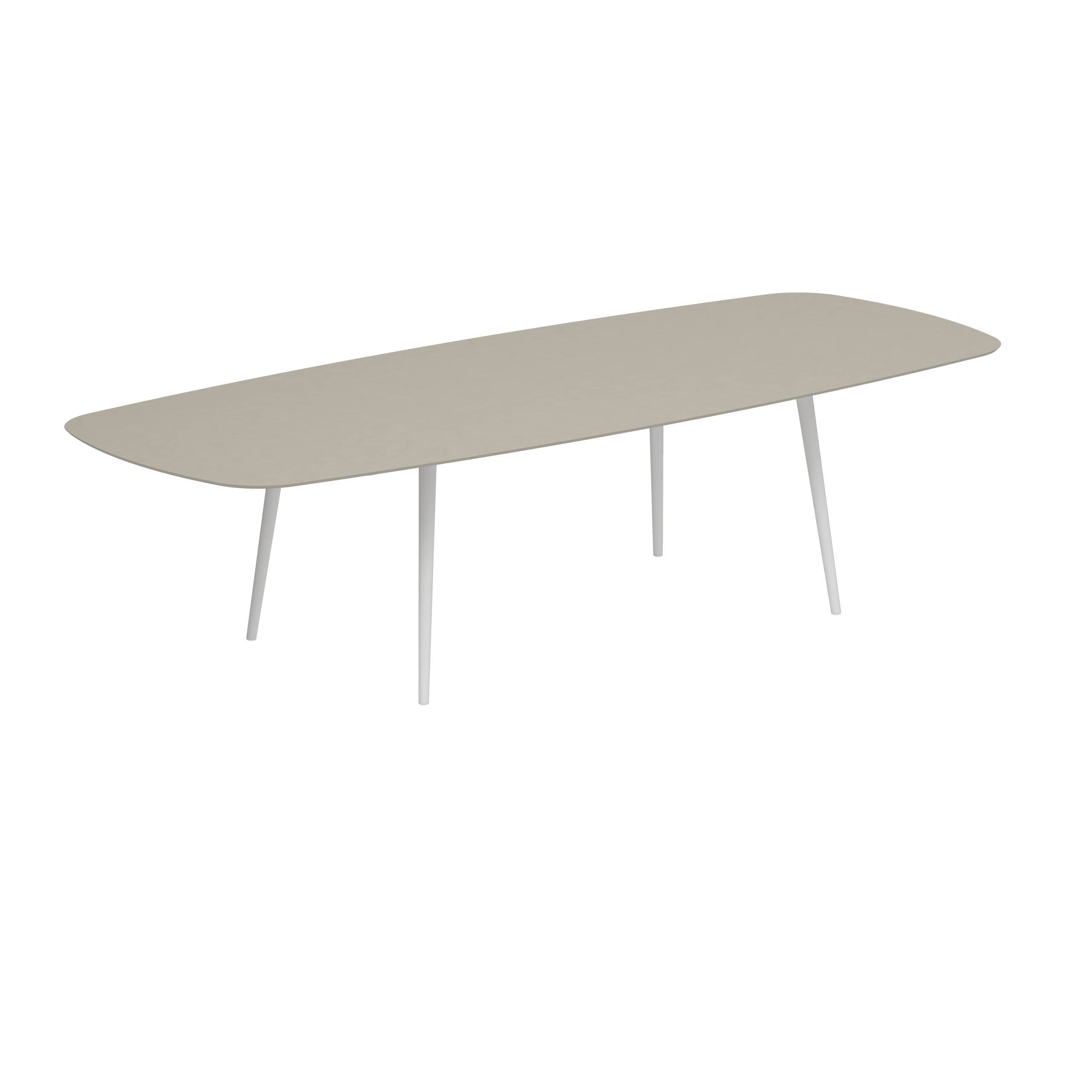 Styletto Standard Dining Table 300x120cm Alu Legs White Ceramic Top Pearl Grey