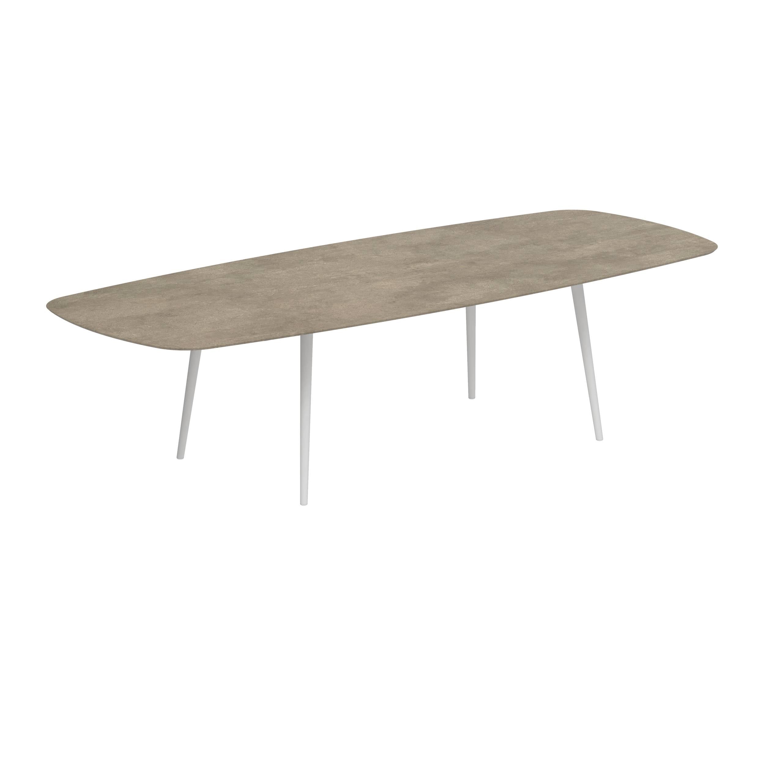 Styletto Standard Dining Table 300x120cm Alu Legs White Ceramic Top Terra Sabbia