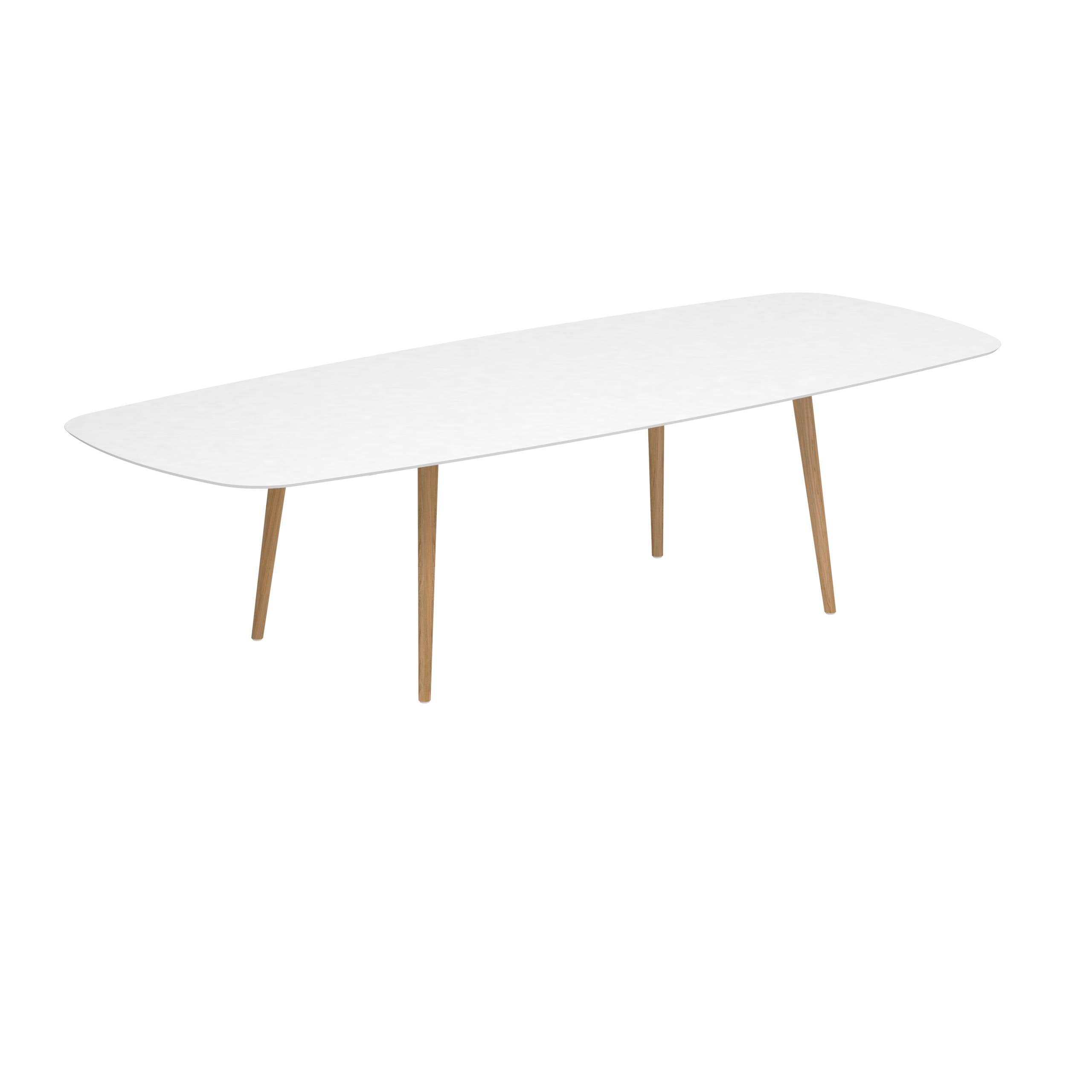 Styletto Standard Dining Table 300x120cm Teak Legs Ceramic Top White