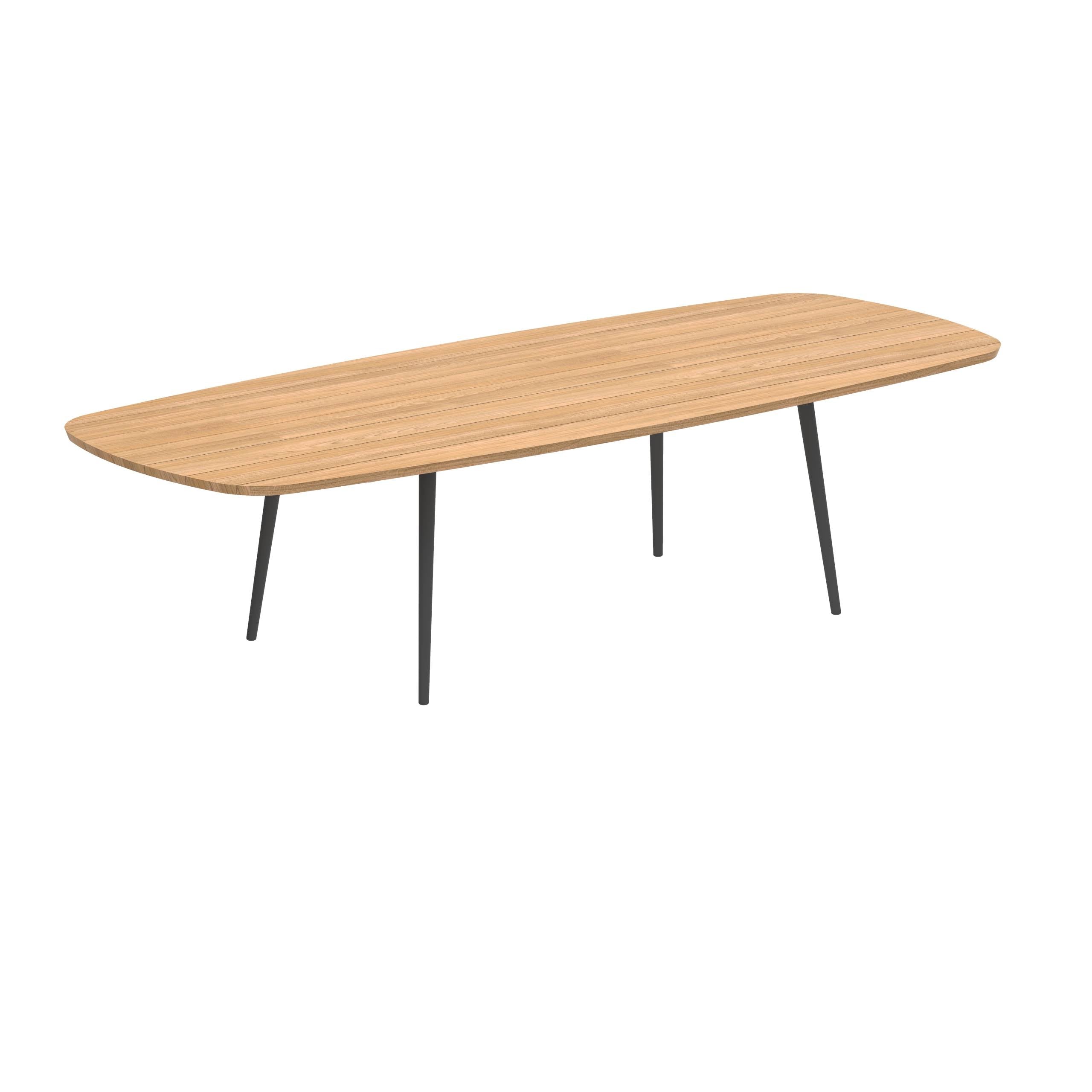 Styletto Standard Dining Table 300x120cm Alu Legs Anthracite Teak Top