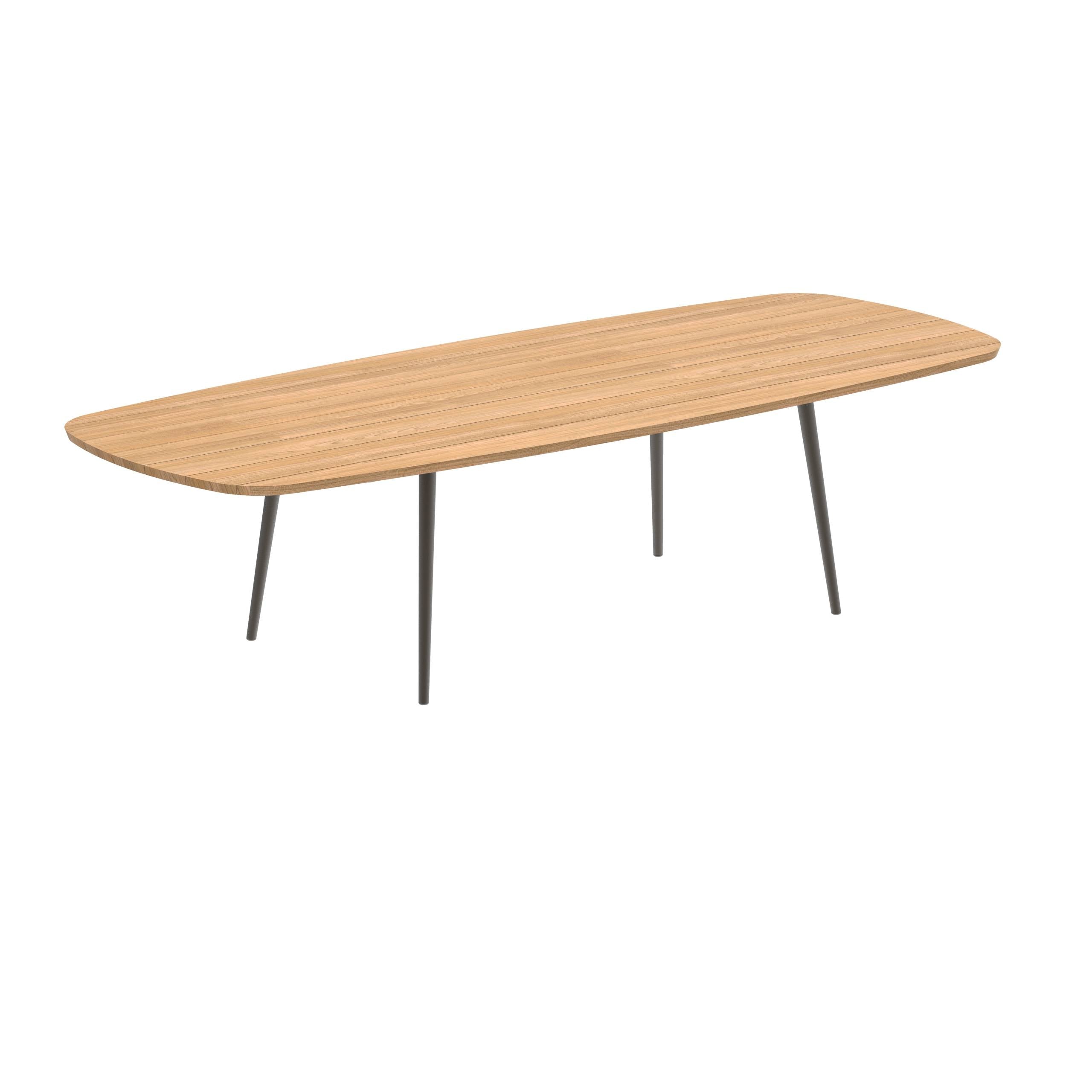 Styletto Standard Dining Table 300x120cm Alu Legs Bronze Teak Top