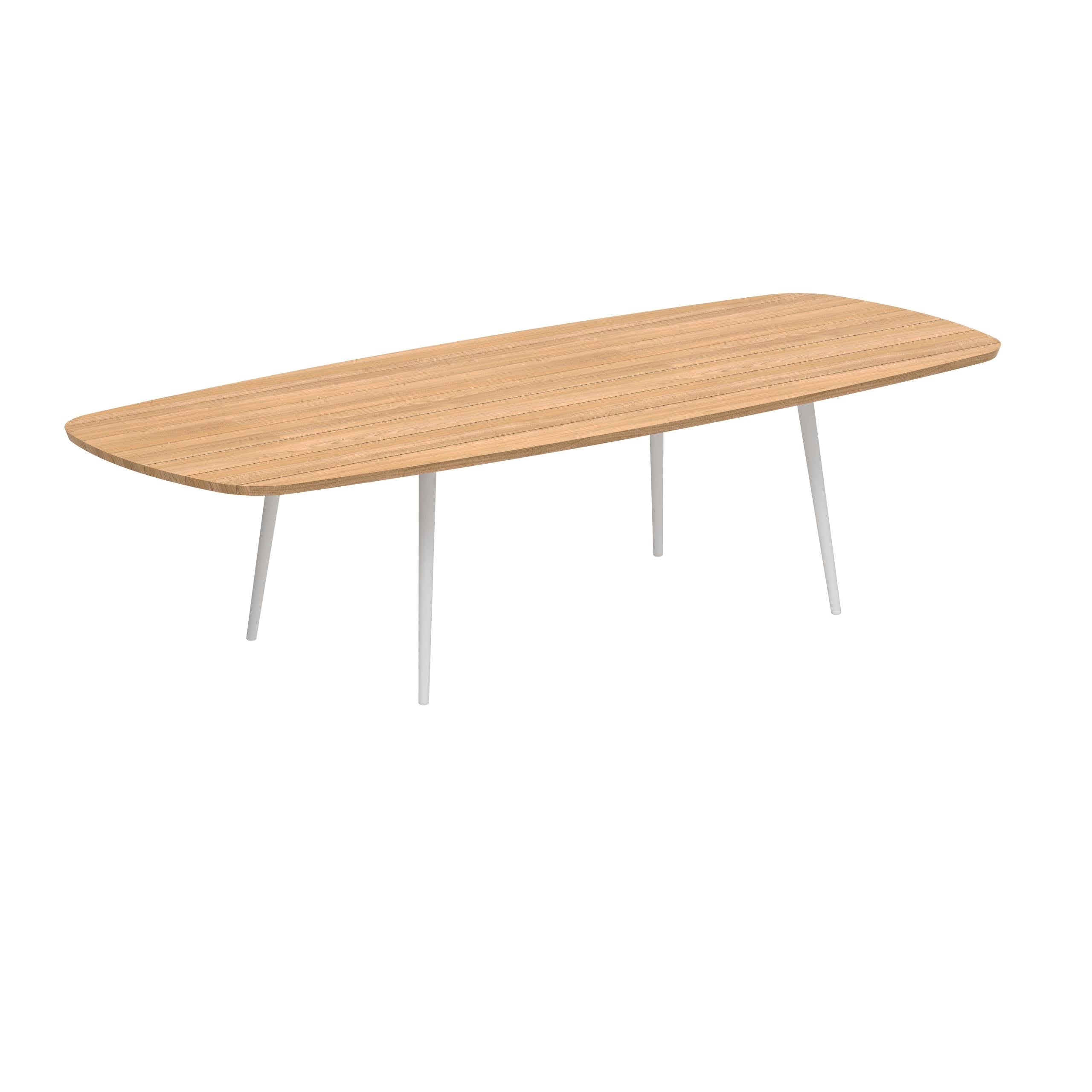 Styletto Standard Dining Table 300x120cm Alu Legs White Teak Top