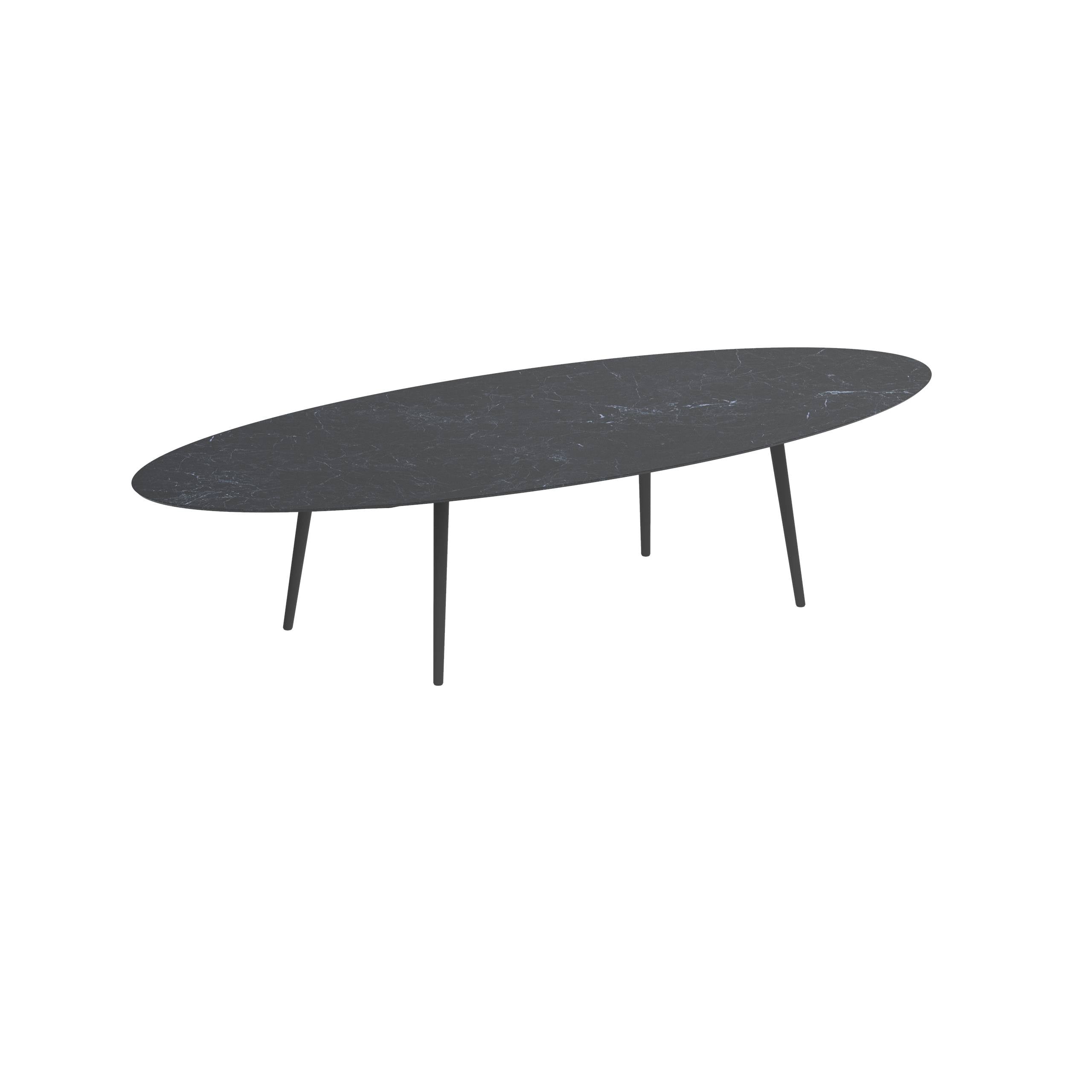 Styletto Low Dining Table 320x140cm Alu Legs Anthracite Ceramic Top Nero Marquina