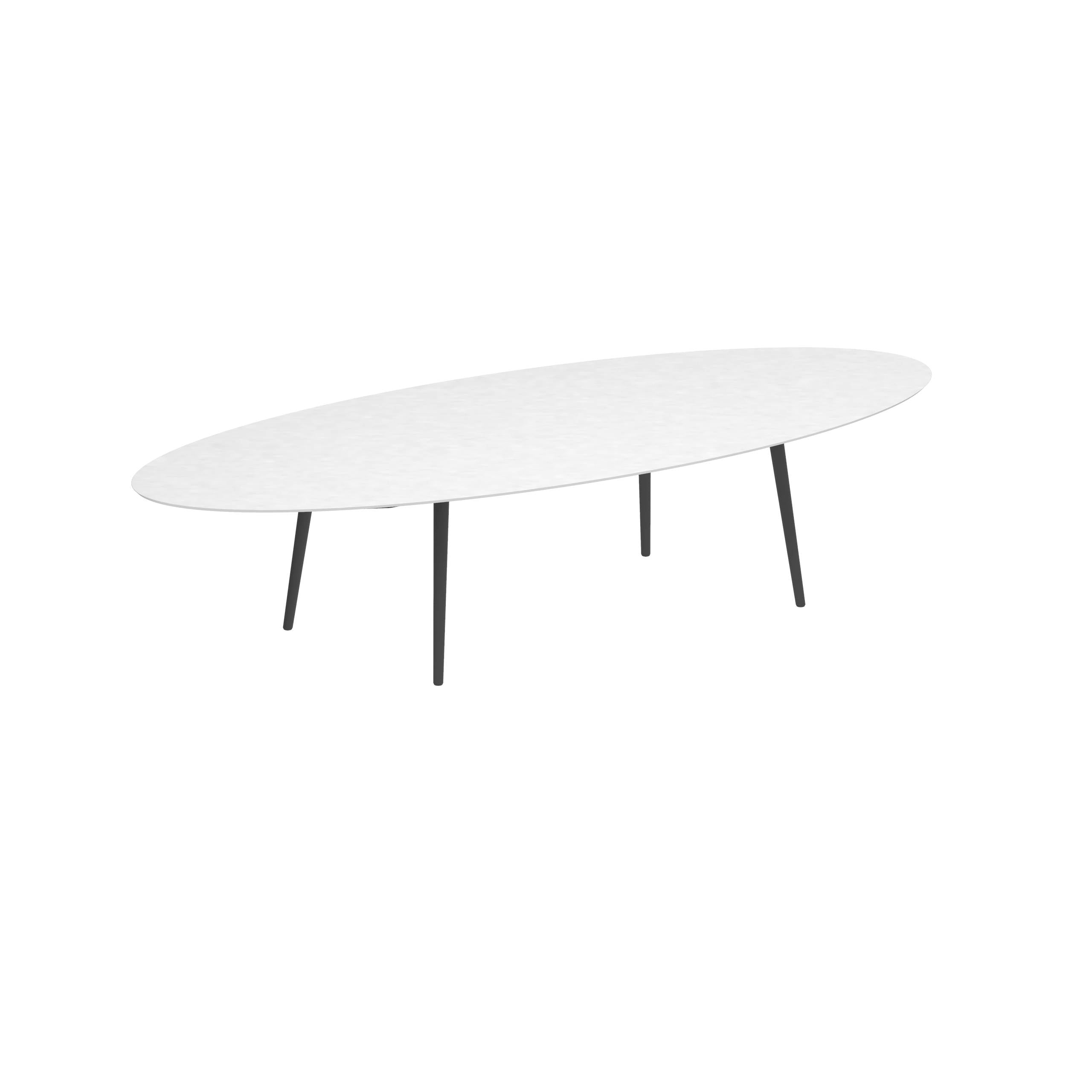 Styletto Low Dining Table 320x140cm Alu Legs Anthracite Ceramic Top White