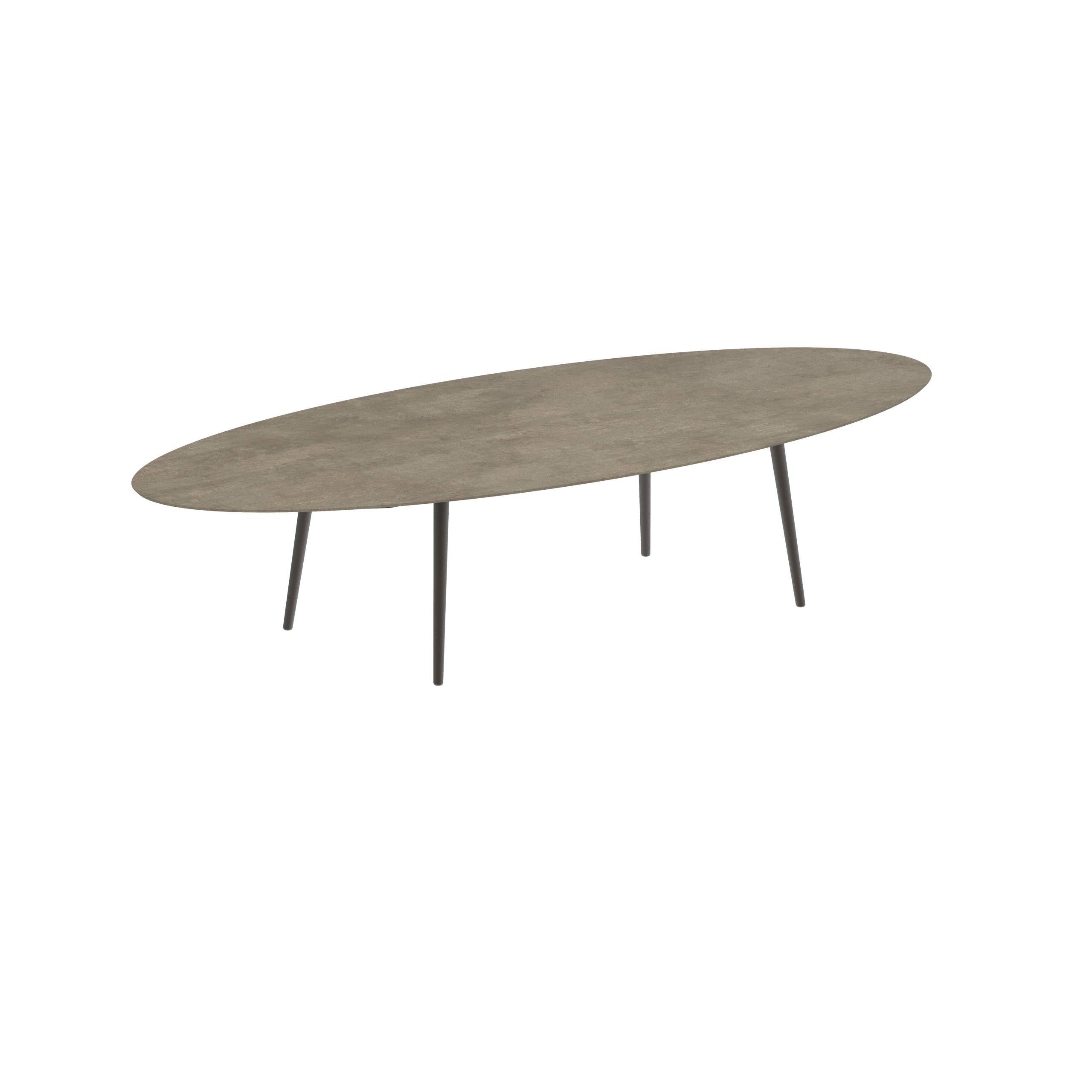 Styletto Low Dining Table 320x140cm Alu Legs Bronze Ceramic Top Terra Sabbia