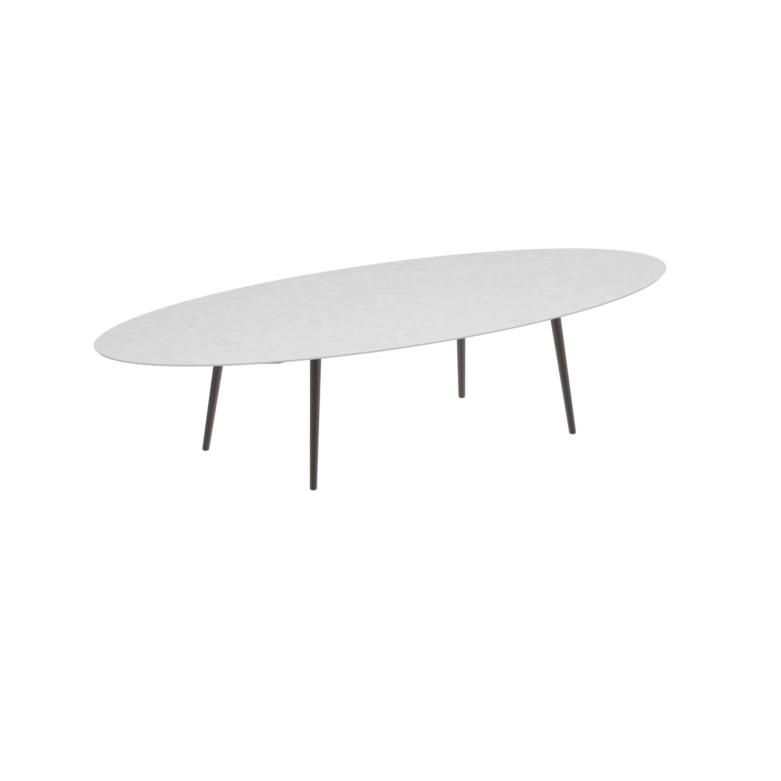 Styletto Low Dining Table 320x140cm Alu Legs Bronze Ceramic Top White