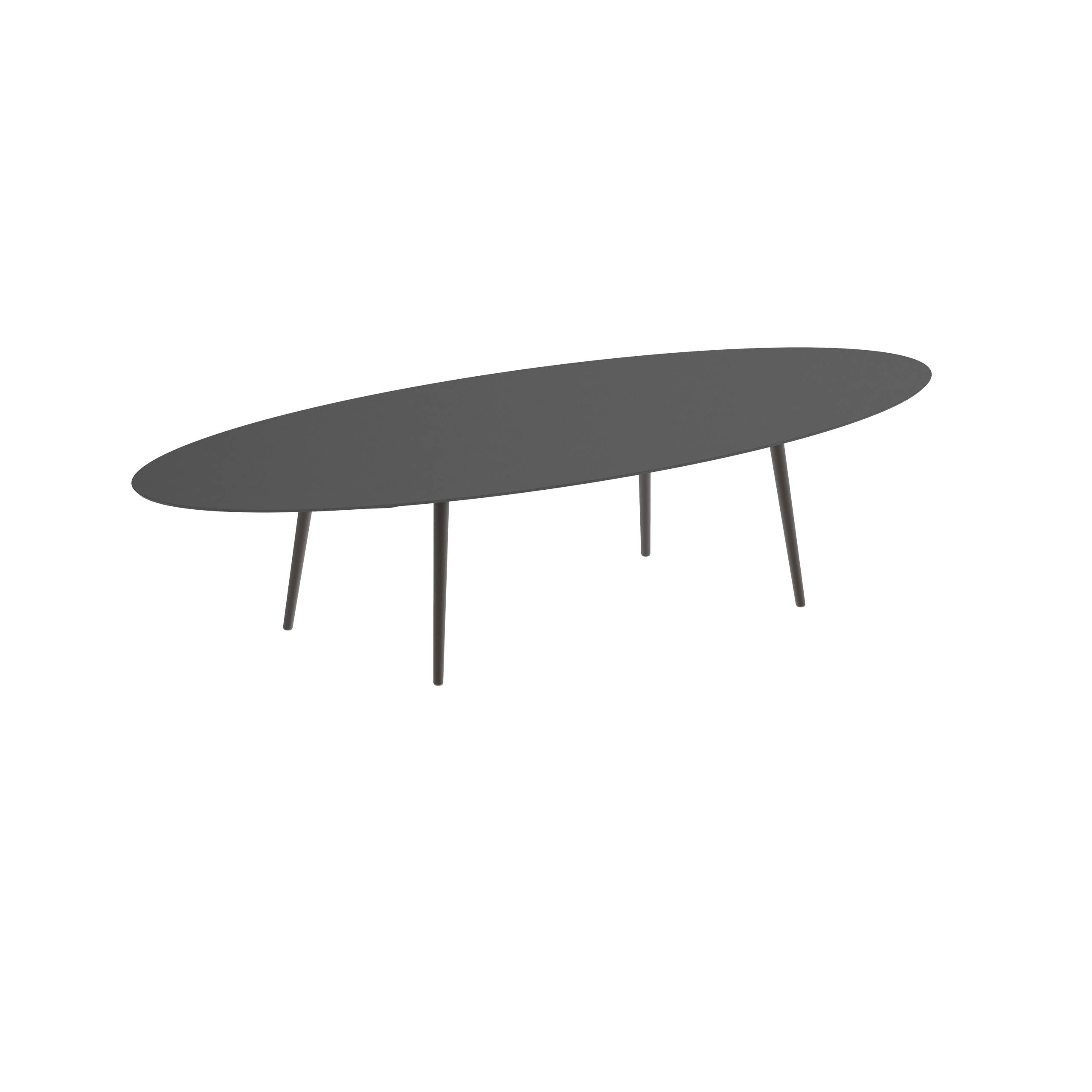 Styletto Low Dining Table 320x140cm Alu Legs Bronze Ceramic Top Black