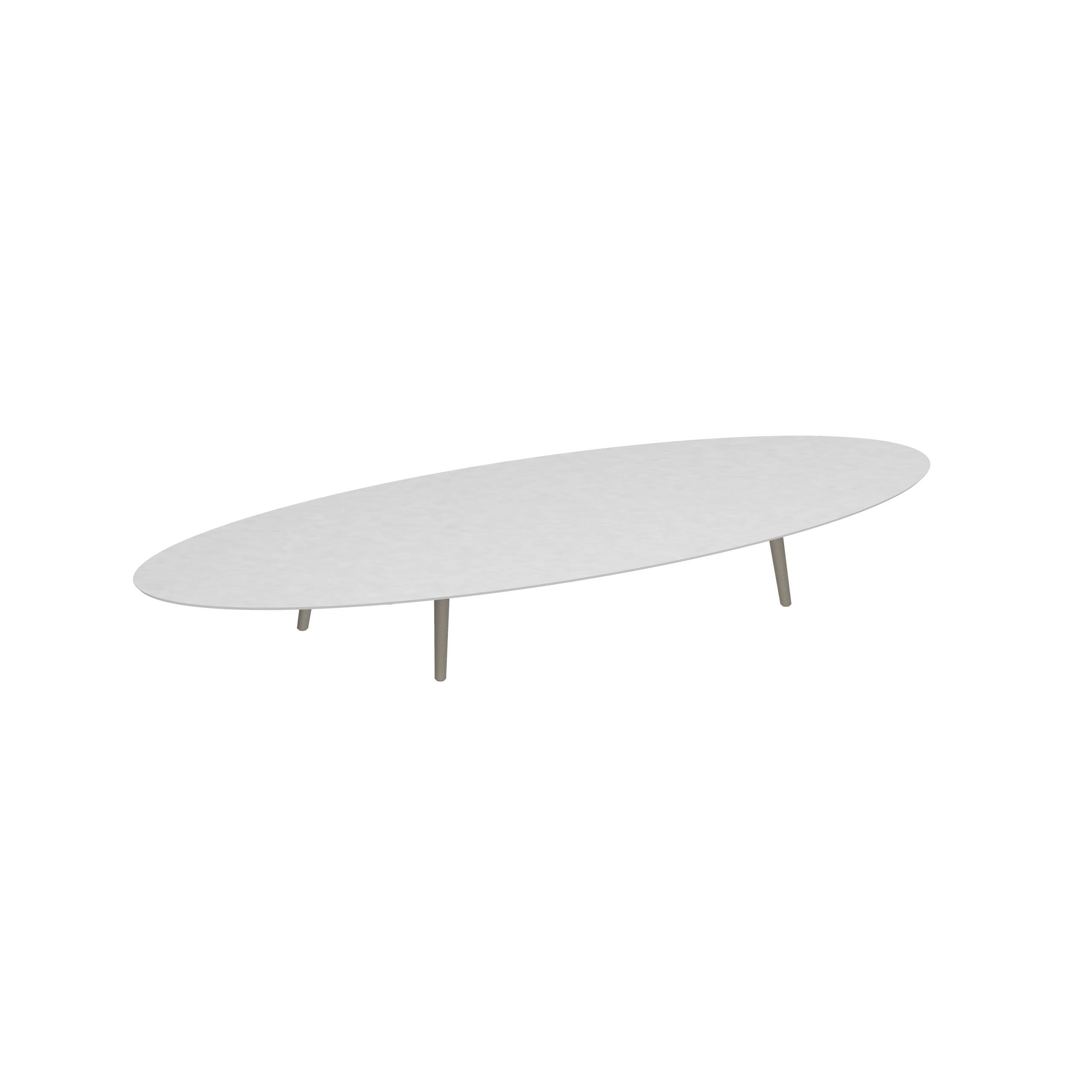 Styletto Low Lounge Table 320x140cm Alu Legs Sand Ceramic Top White