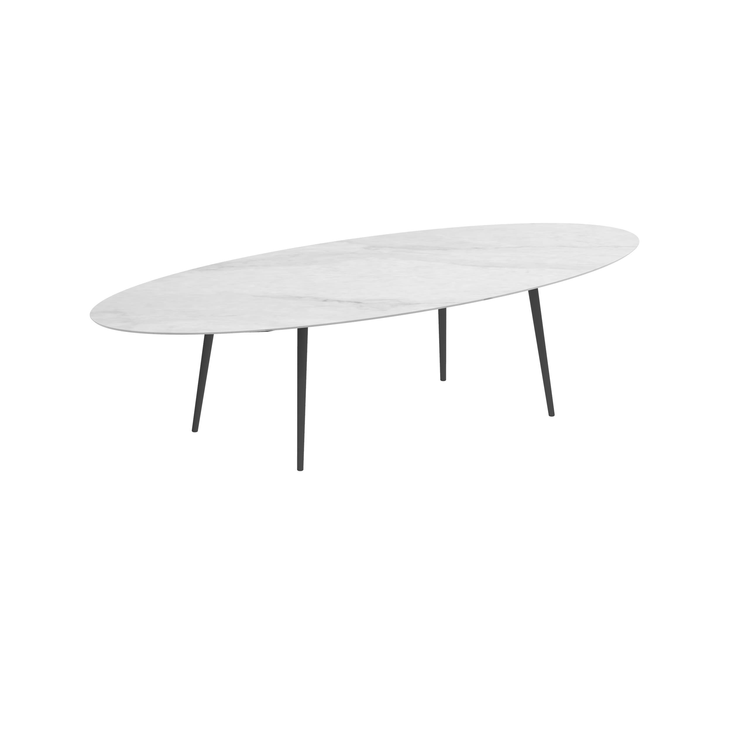 Styletto Standard Dining Table 320x140cm Alu Legs Anthracite Ceramic Top Bianco Statuario